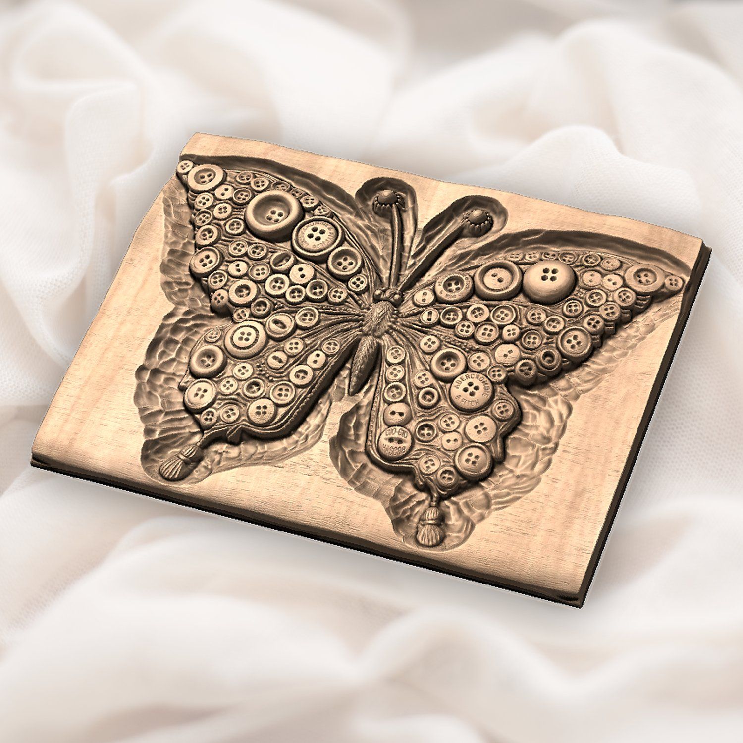 Vintage Button Butterfly Art CNC Relief STL bas-relief STL — view 5