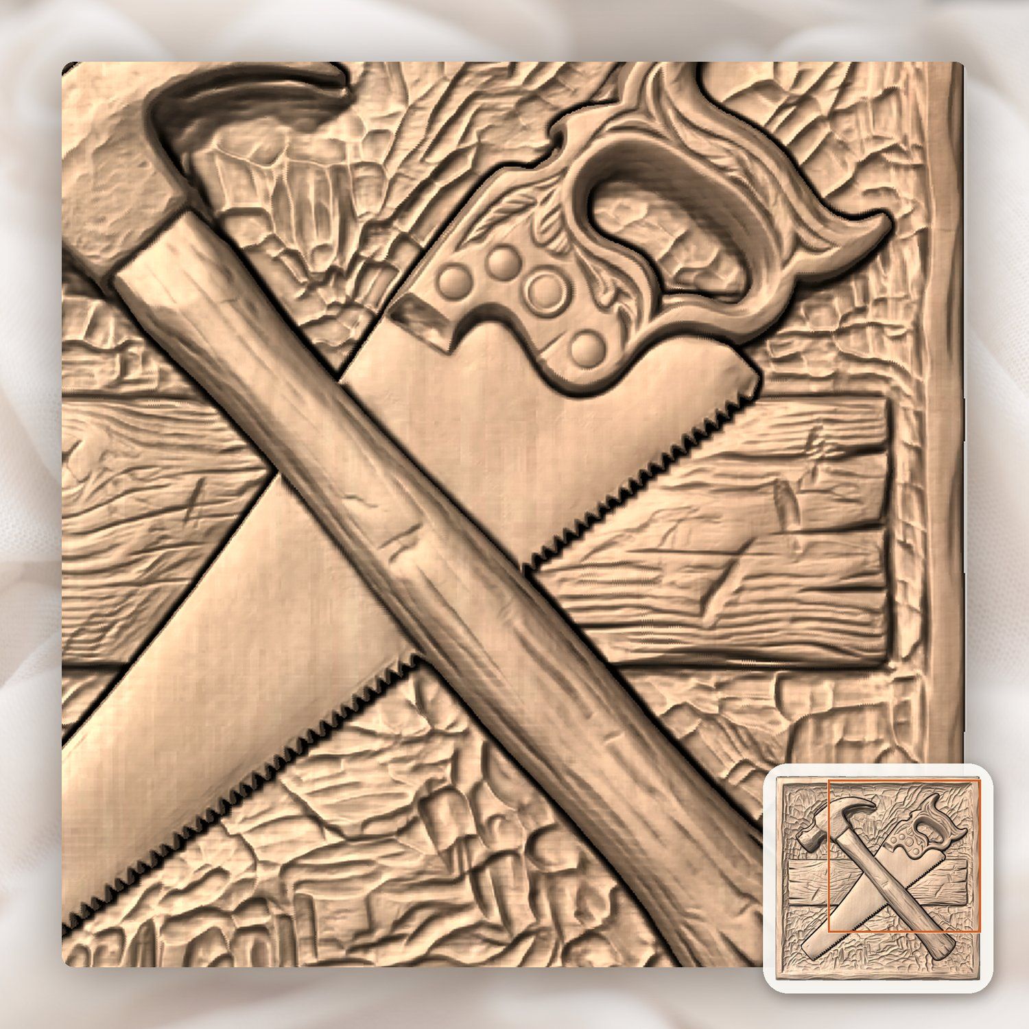 Vintage Carpenter Tools Workshop CNC Relief STL bas-relief STL — view 6