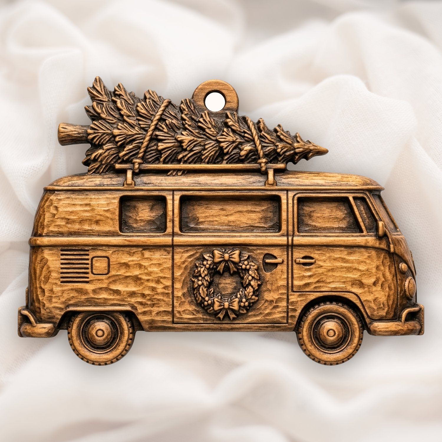 Vintage Christmas Camper Van Ornament CNC Relief STL bas-relief STL — view 4