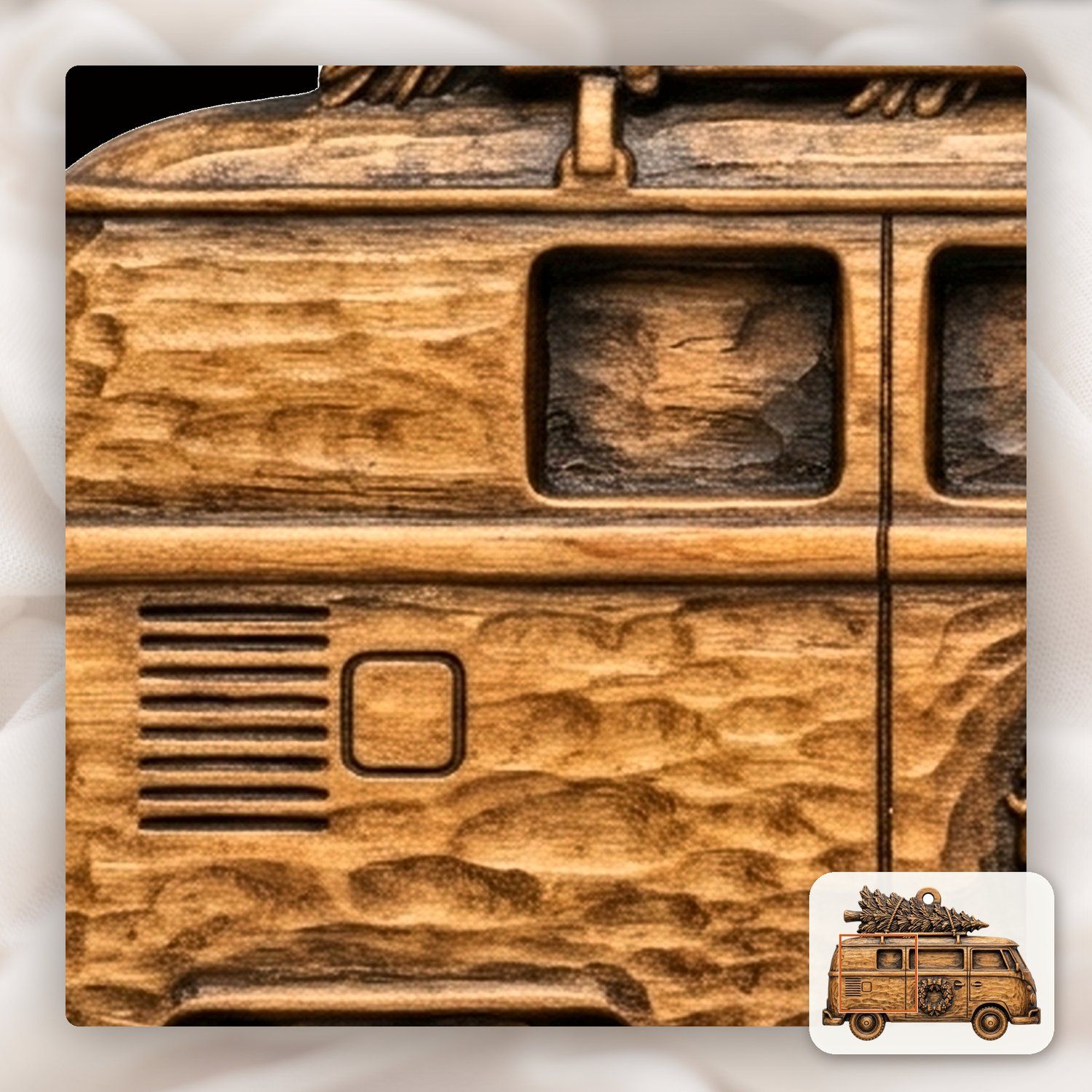 Vintage Christmas Camper Van Ornament CNC Relief STL bas-relief STL — view 12
