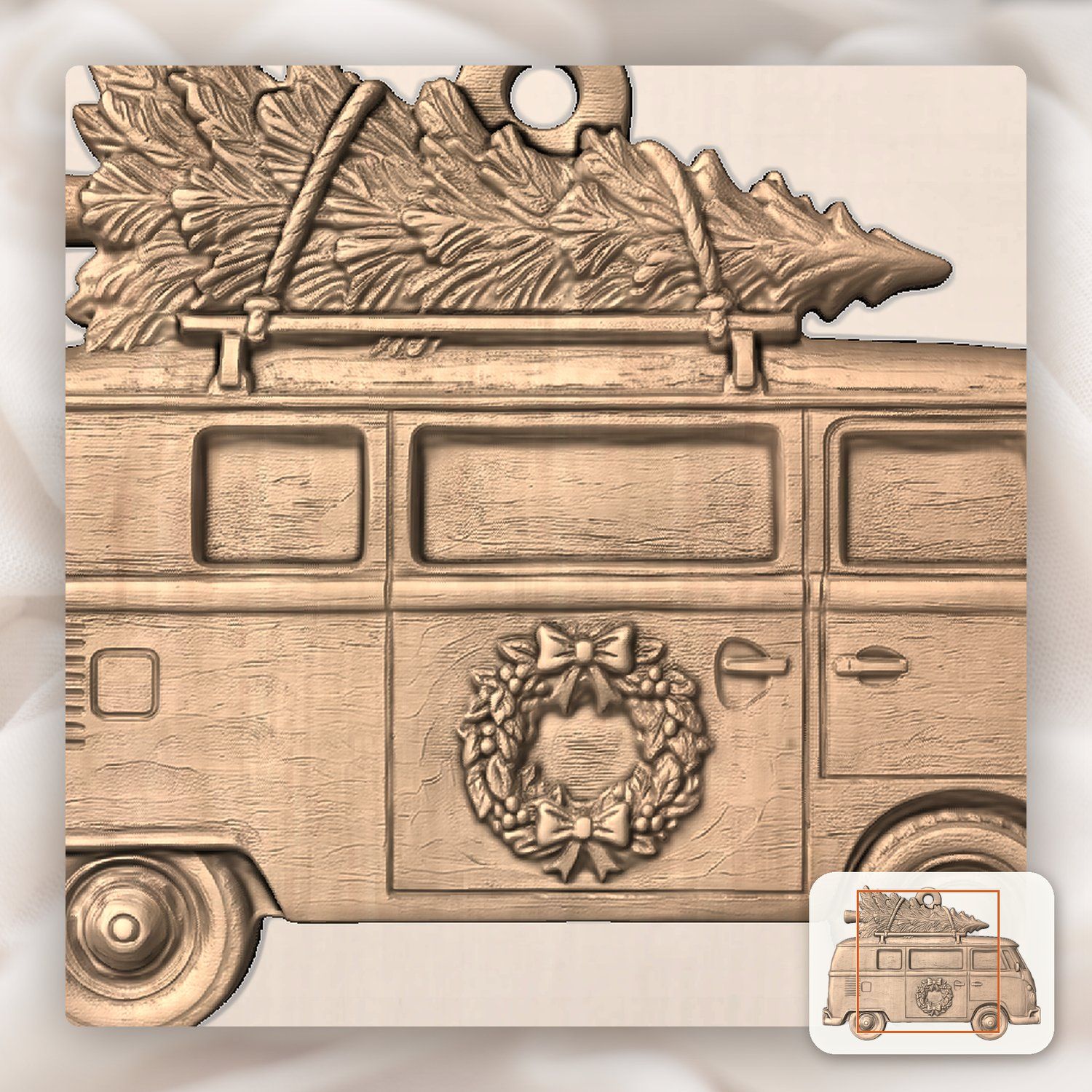 Vintage Christmas Camper Van Ornament CNC Relief STL bas-relief STL — view 7