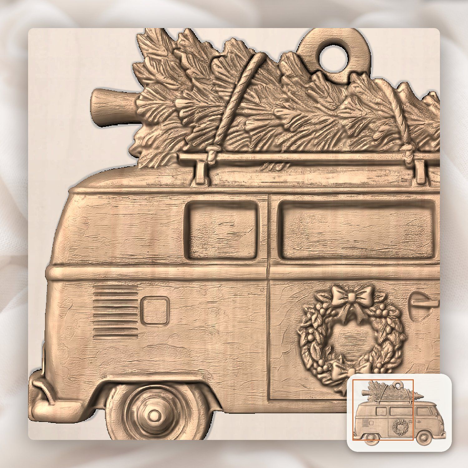 Vintage Christmas Camper Van Ornament CNC Relief STL bas-relief STL — view 8