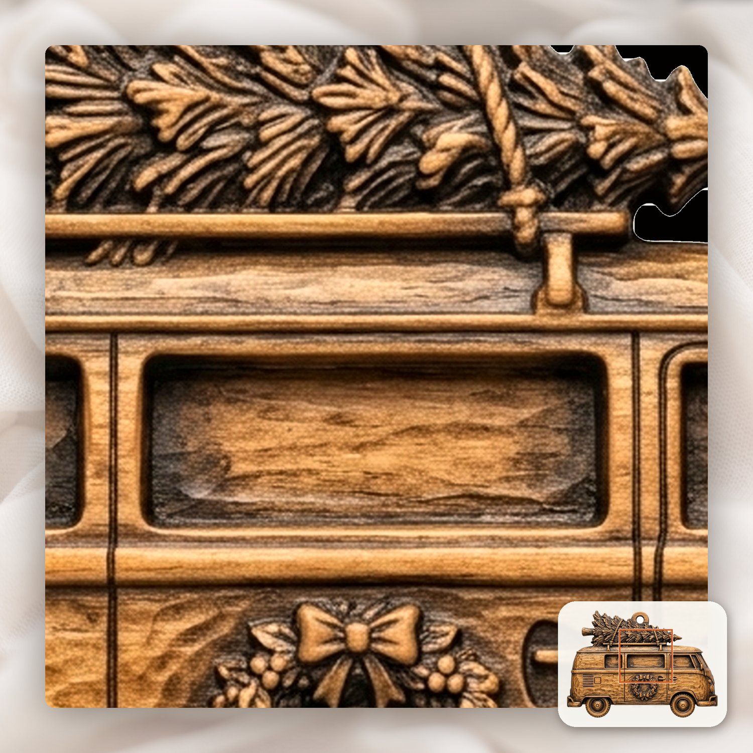 Vintage Christmas Camper Van Ornament CNC Relief STL bas-relief STL — view 11