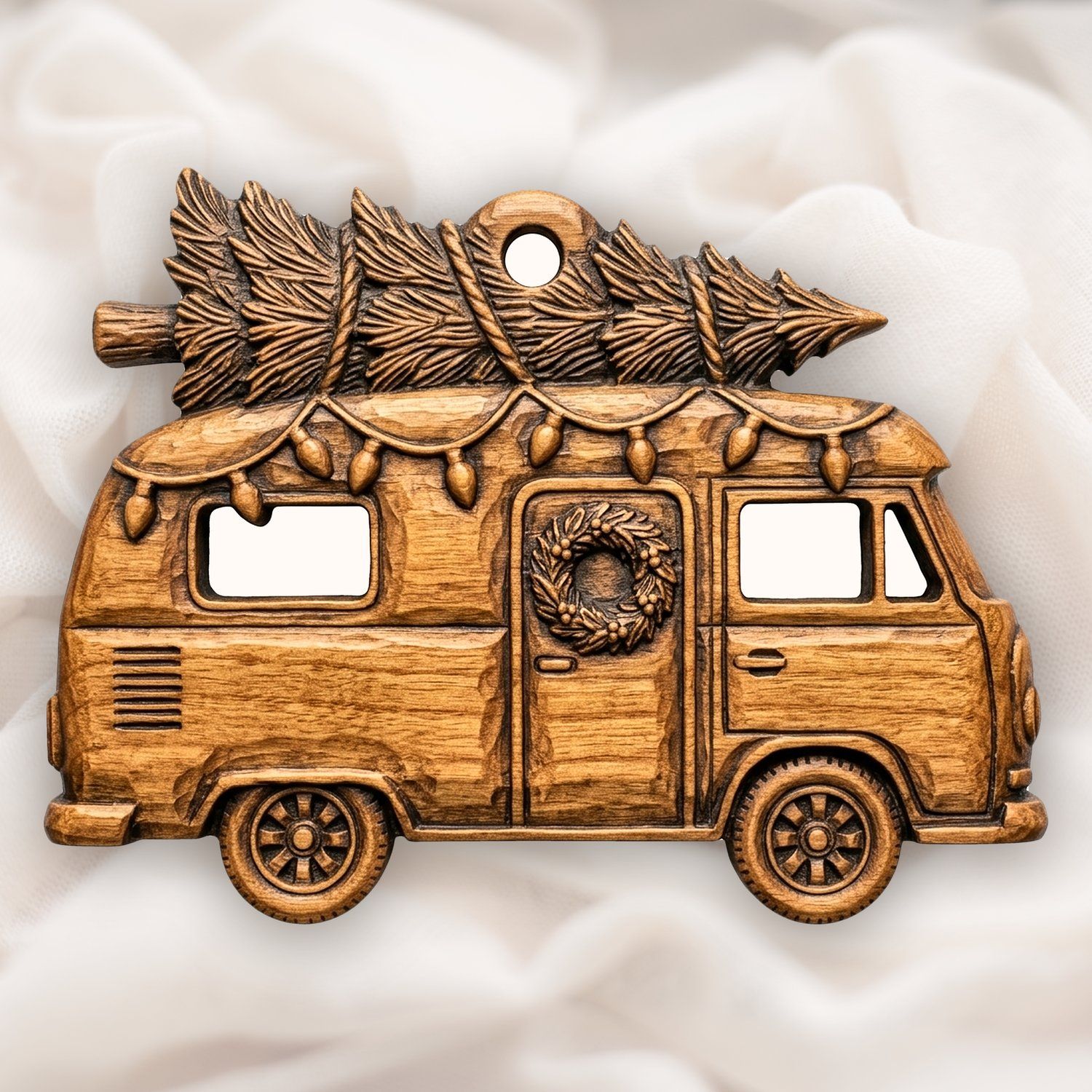 Vintage Christmas Camper Van Ornament CNC Relief STL bas-relief STL — view 4