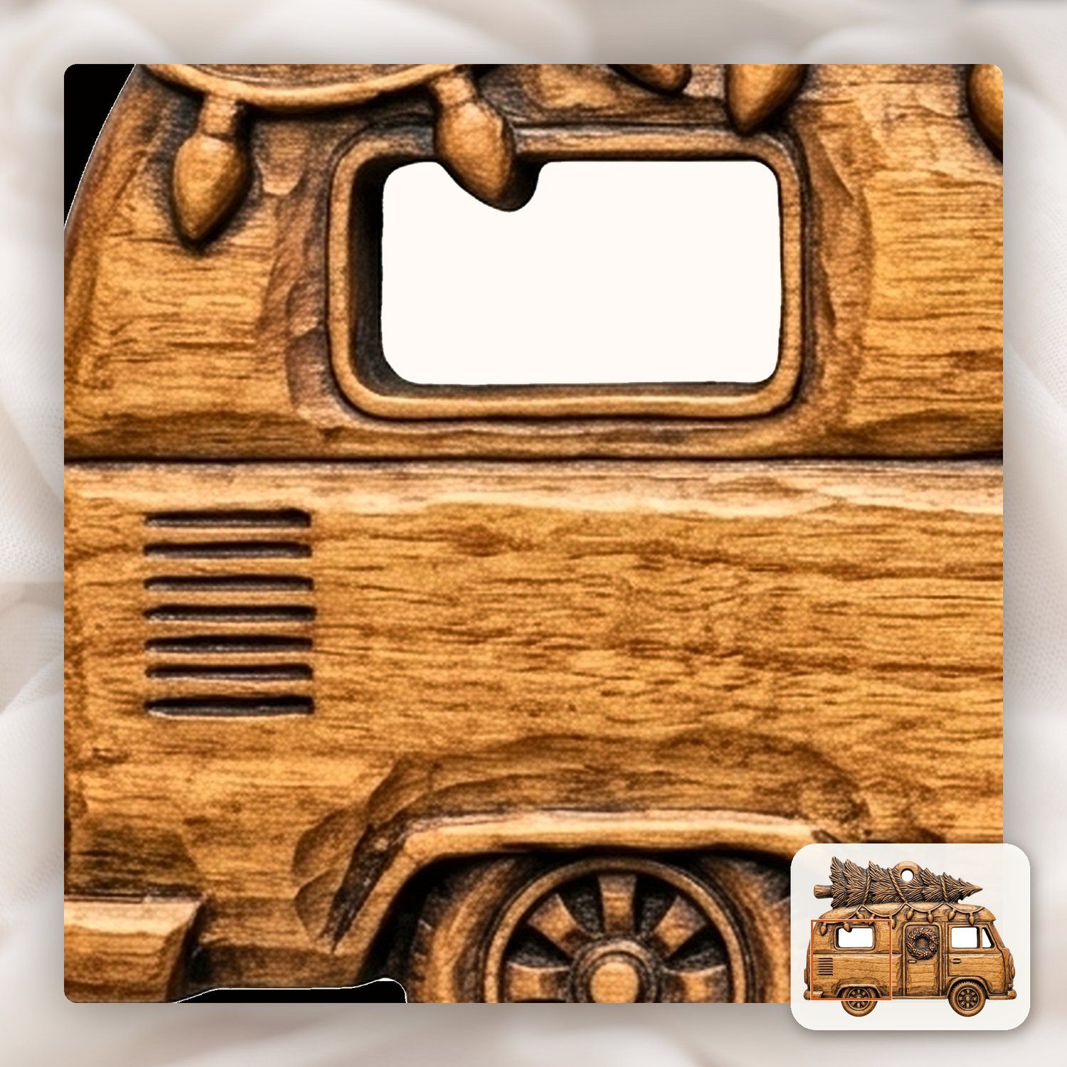 Vintage Christmas Camper Van Ornament CNC Relief STL bas-relief STL — view 12