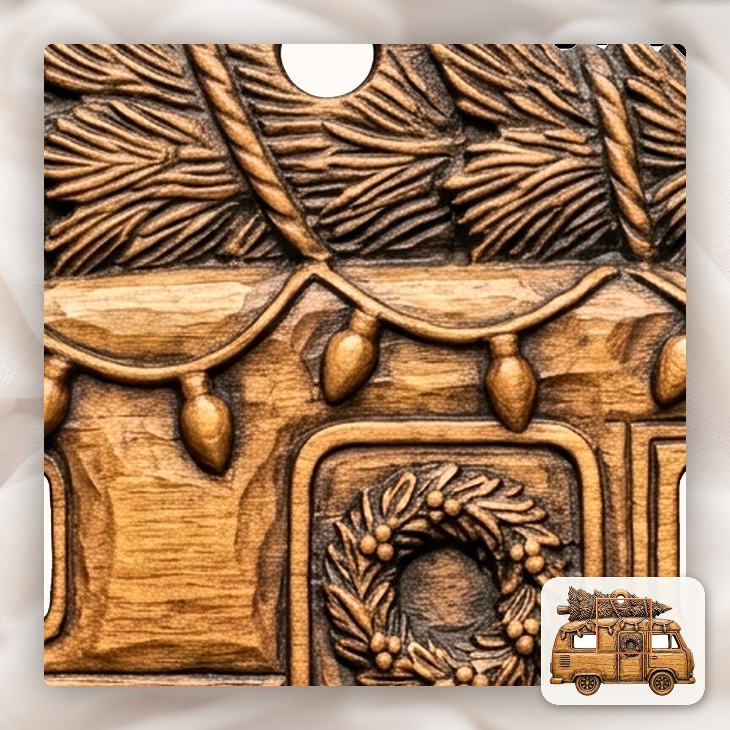 Vintage Christmas Camper Van Ornament CNC Relief STL bas-relief STL — view 11