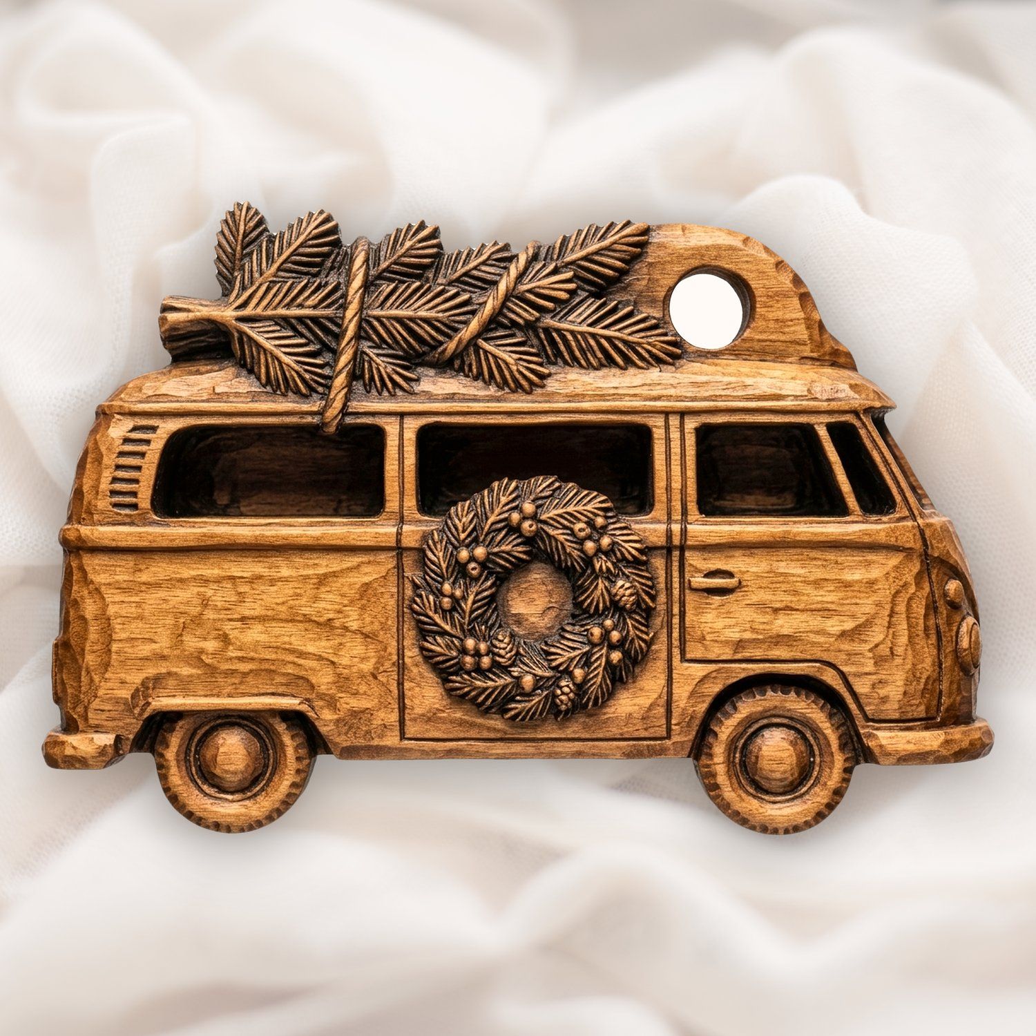 Vintage Christmas Camper Van Ornament CNC Relief STL bas-relief STL — view 4