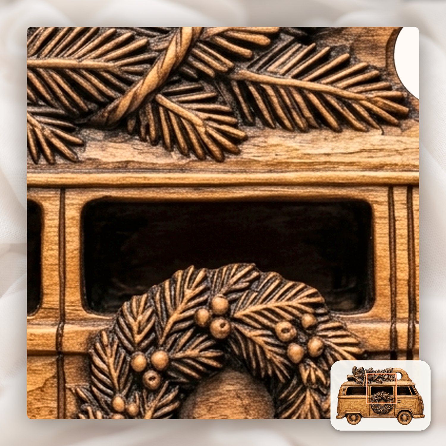 Vintage Christmas Camper Van Ornament CNC Relief STL bas-relief STL — view 11