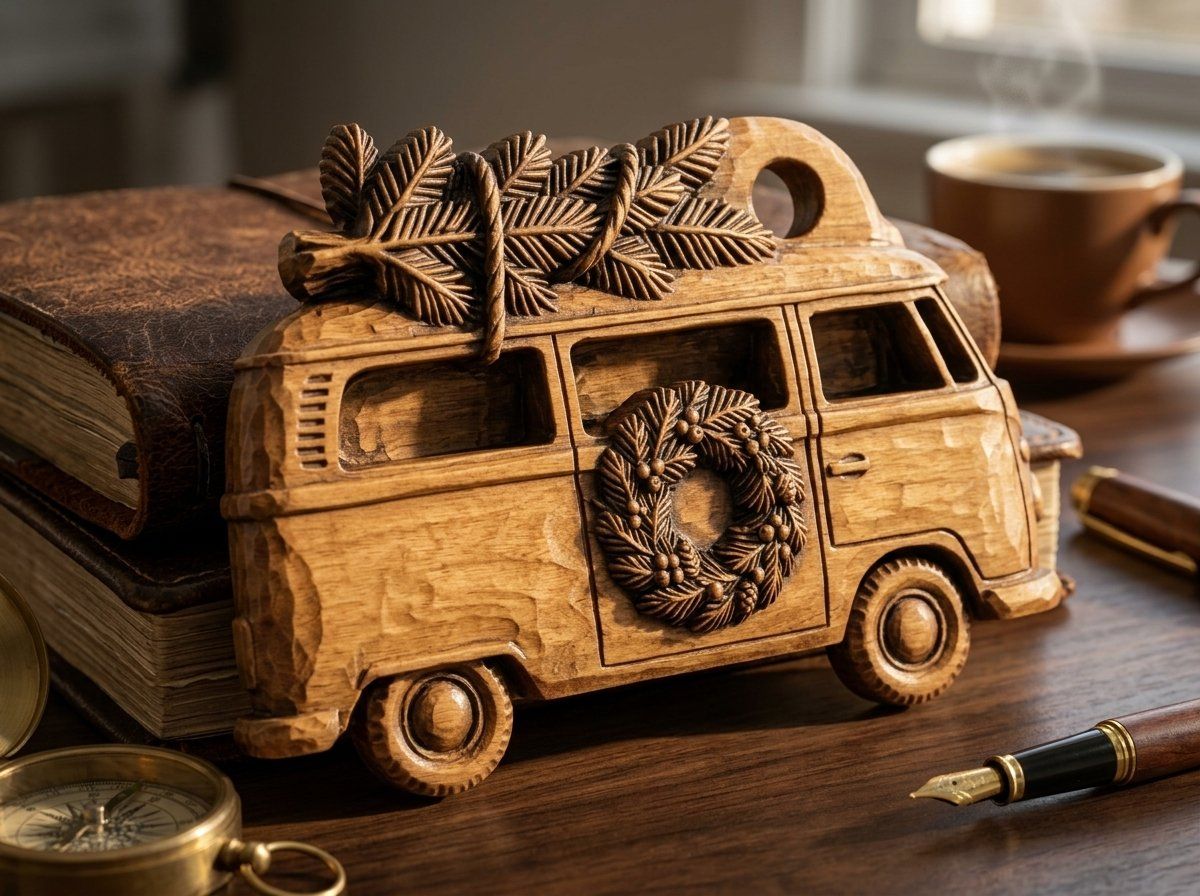 Vintage Christmas Camper Van Ornament CNC Relief STL bas-relief STL — view 13