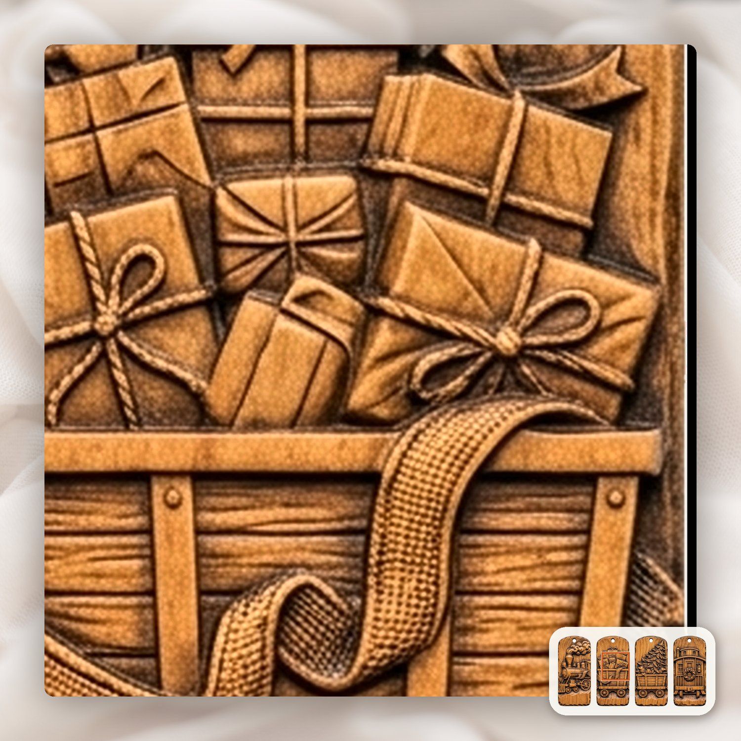 Vintage Christmas Steam Train Ornaments CNC Relief STL bas-relief STL — view 13