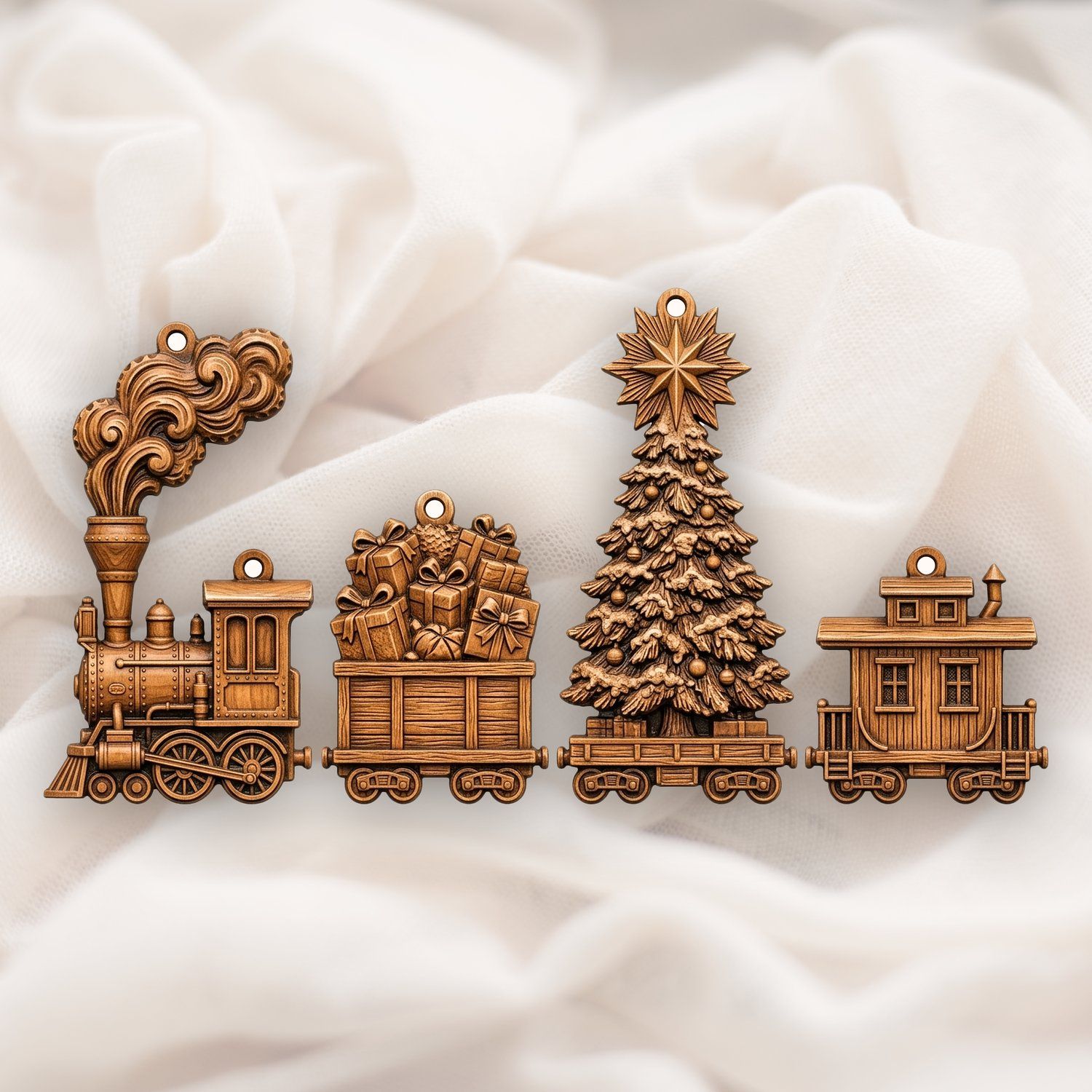 Vintage Christmas Train Holiday Ornaments CNC Relief STL bas-relief STL — view 5