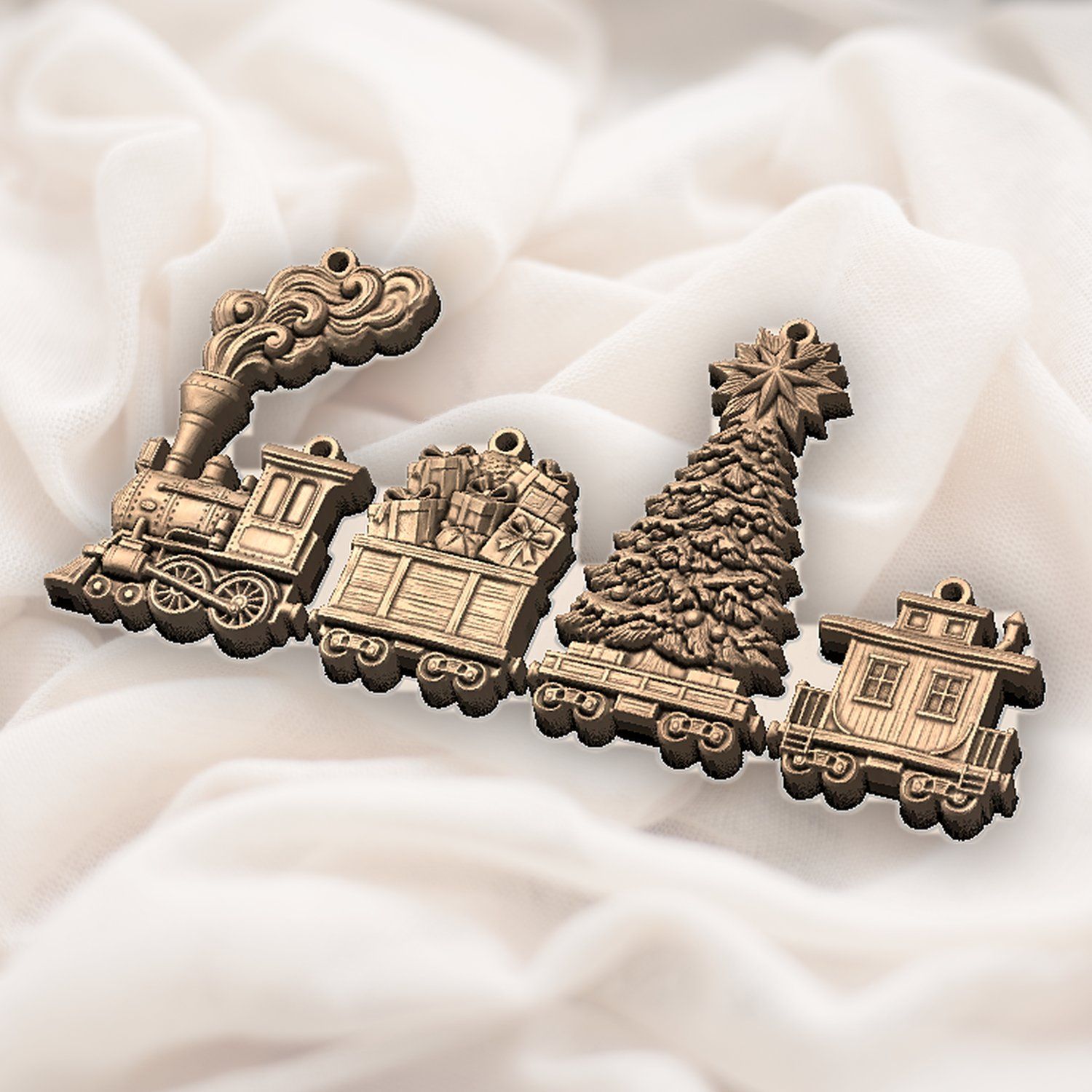 Vintage Christmas Train Holiday Ornaments CNC Relief STL bas-relief STL — view 7