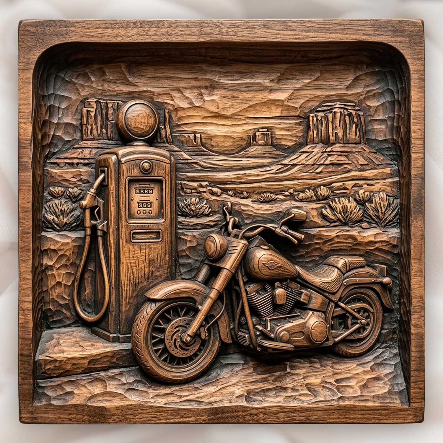 Vintage Desert Biker Pit Stop CNC Relief STL bas-relief STL design