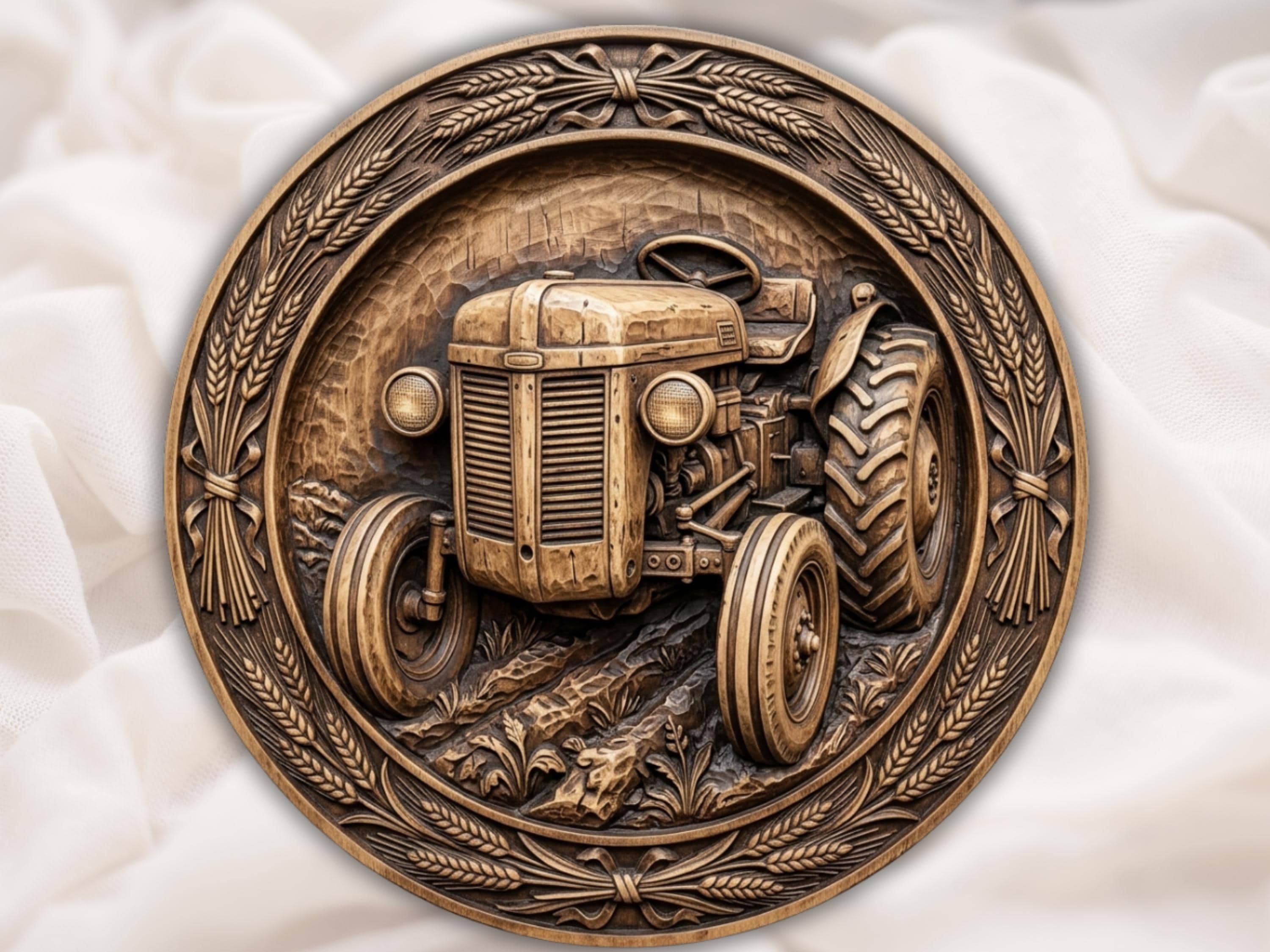 Vintage Farm Tractor Heritage CNC router STL bas-relief STL file for CNC router, laser engraver & 3D printing