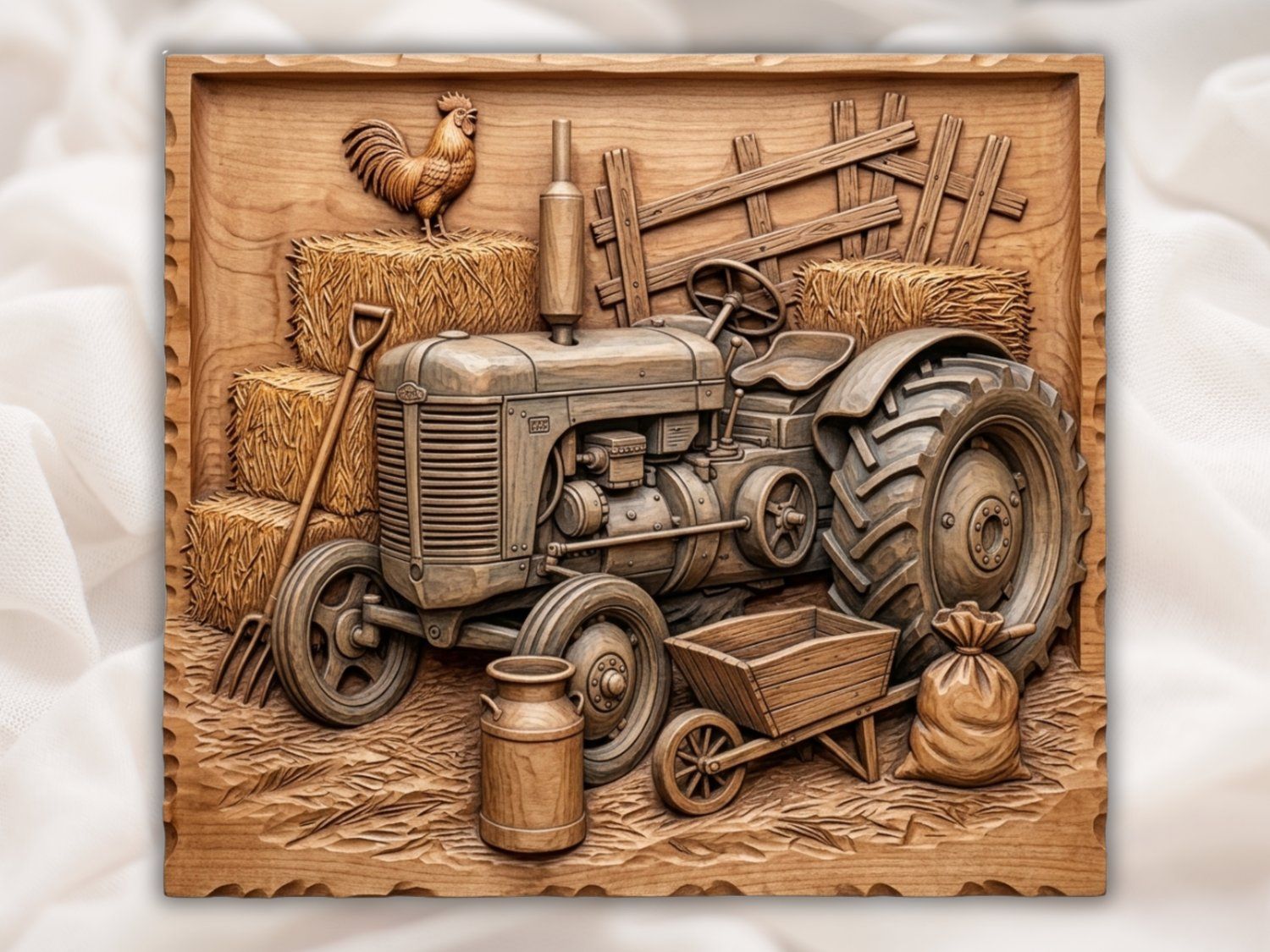 Vintage Farm Tractor Heritage Scene CNC Relief STL bas-relief STL — view 2