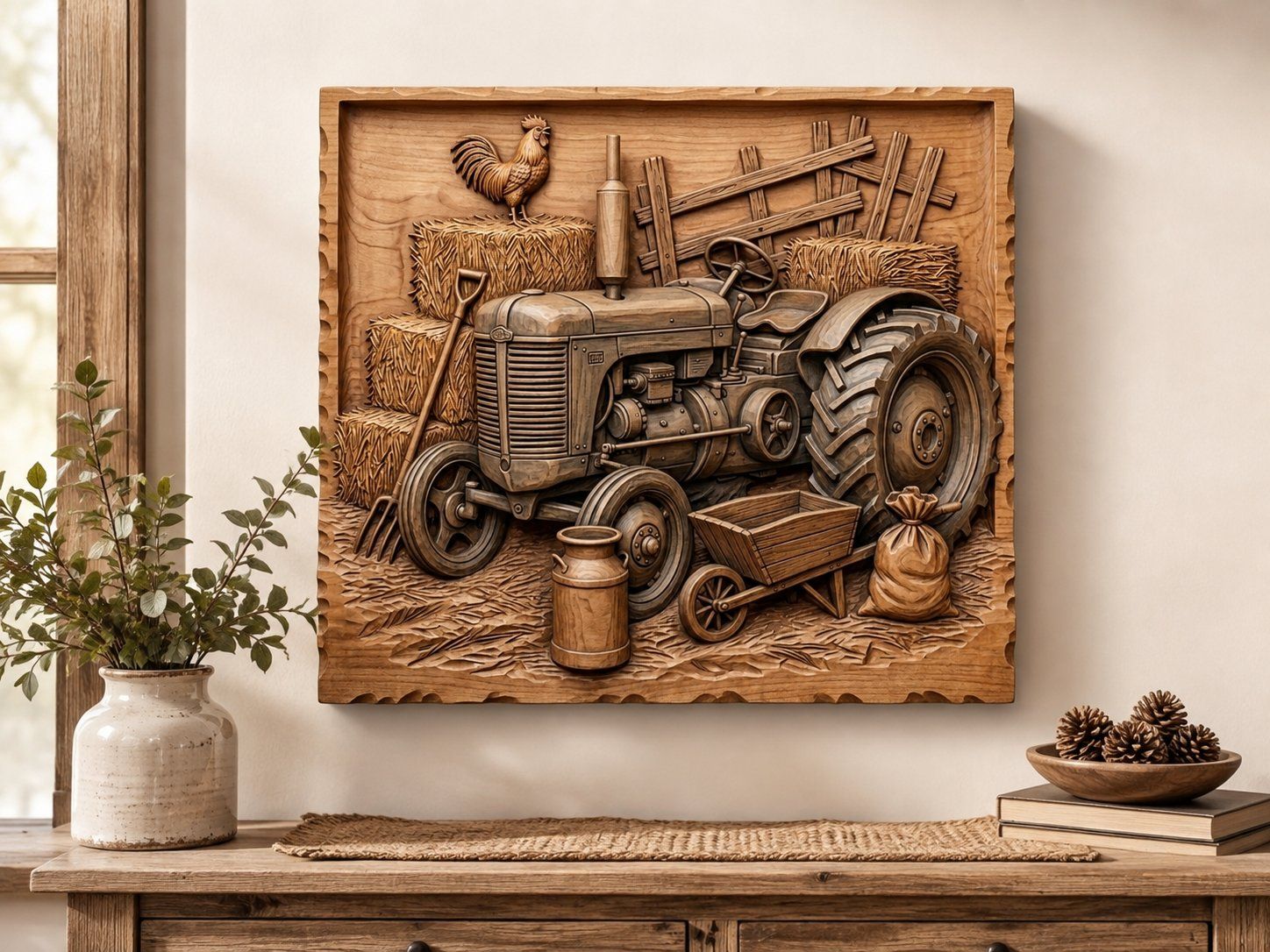 Vintage Farm Tractor Heritage Scene CNC Relief STL bas-relief STL — view 6