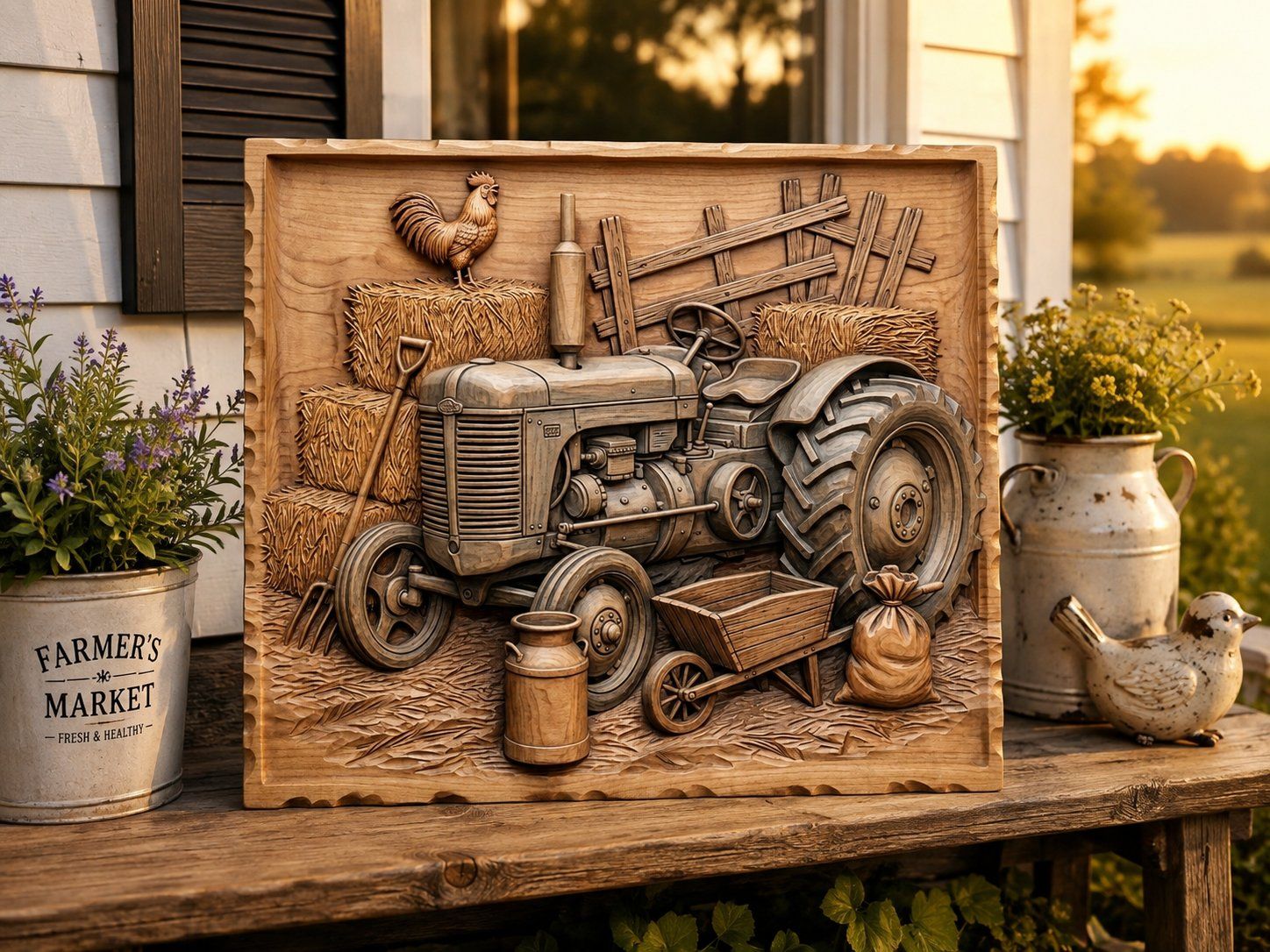 Vintage Farm Tractor Heritage Scene CNC Relief STL bas-relief STL — view 8
