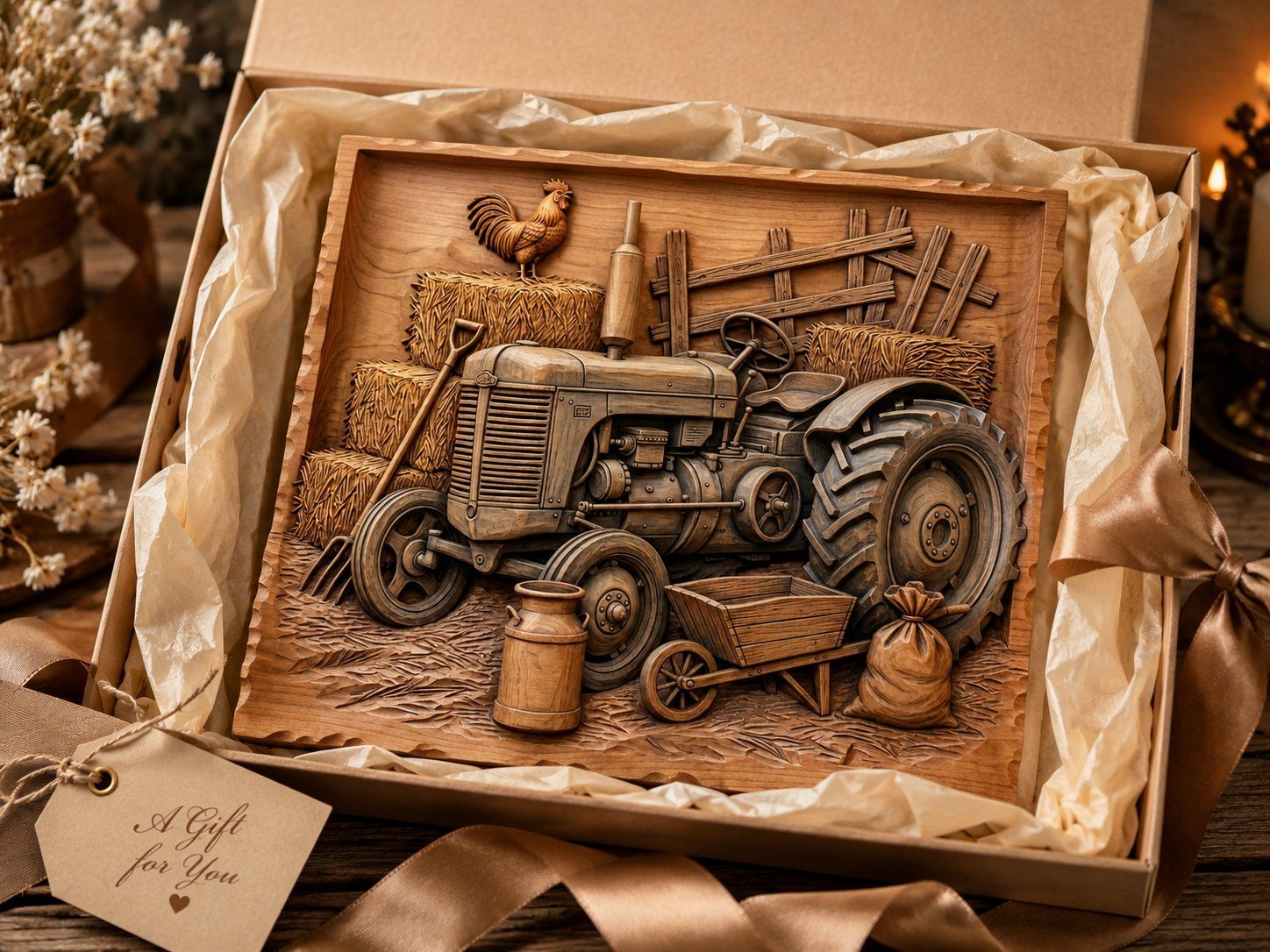 Vintage Farm Tractor Heritage Scene CNC Relief STL bas-relief STL — view 9