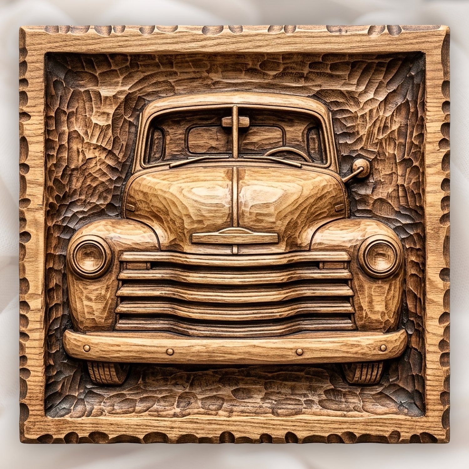 Vintage Pickup Truck Garage Plaque CNC Relief STL bas-relief STL design