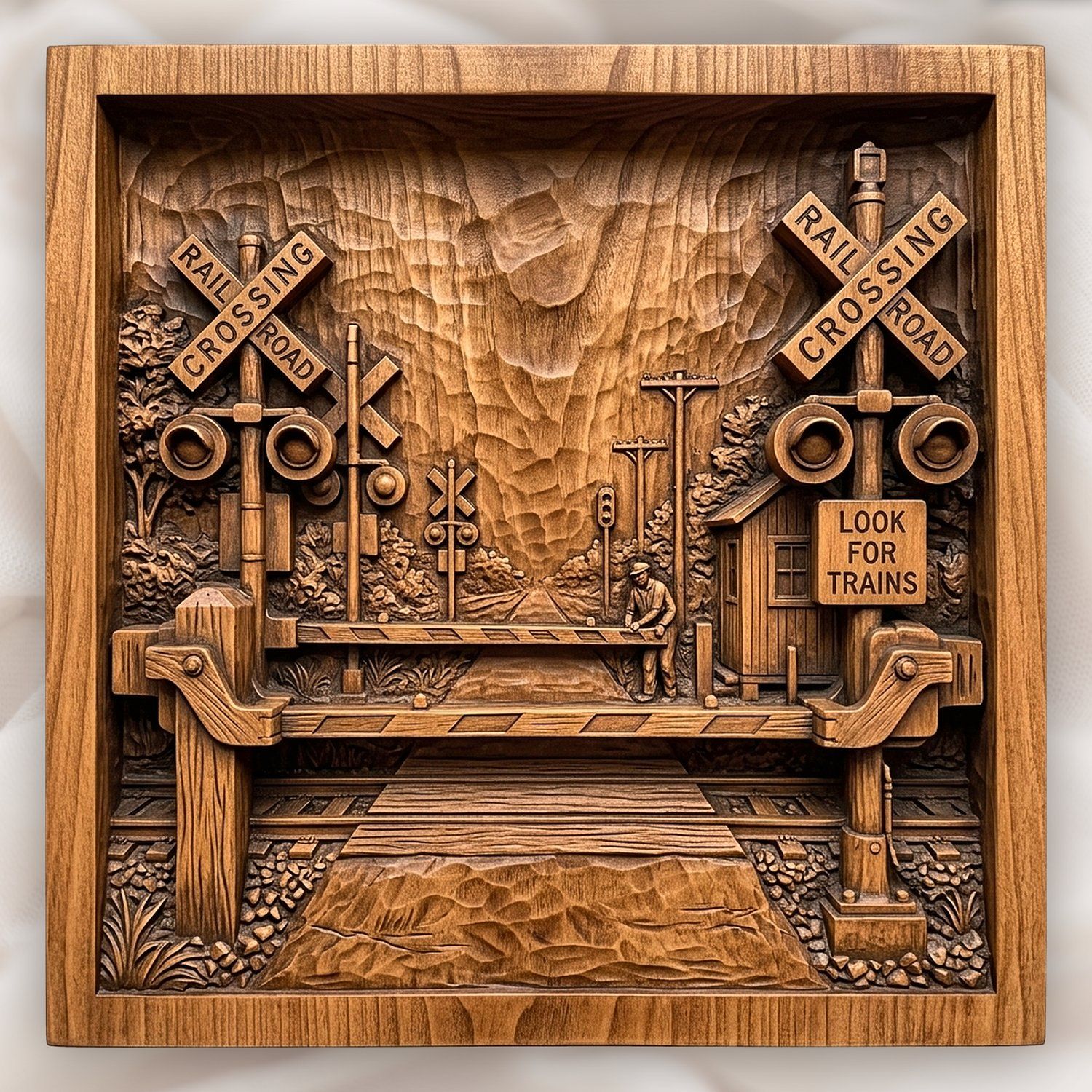 Vintage Railroad Crossing CNC Relief STL bas-relief STL design