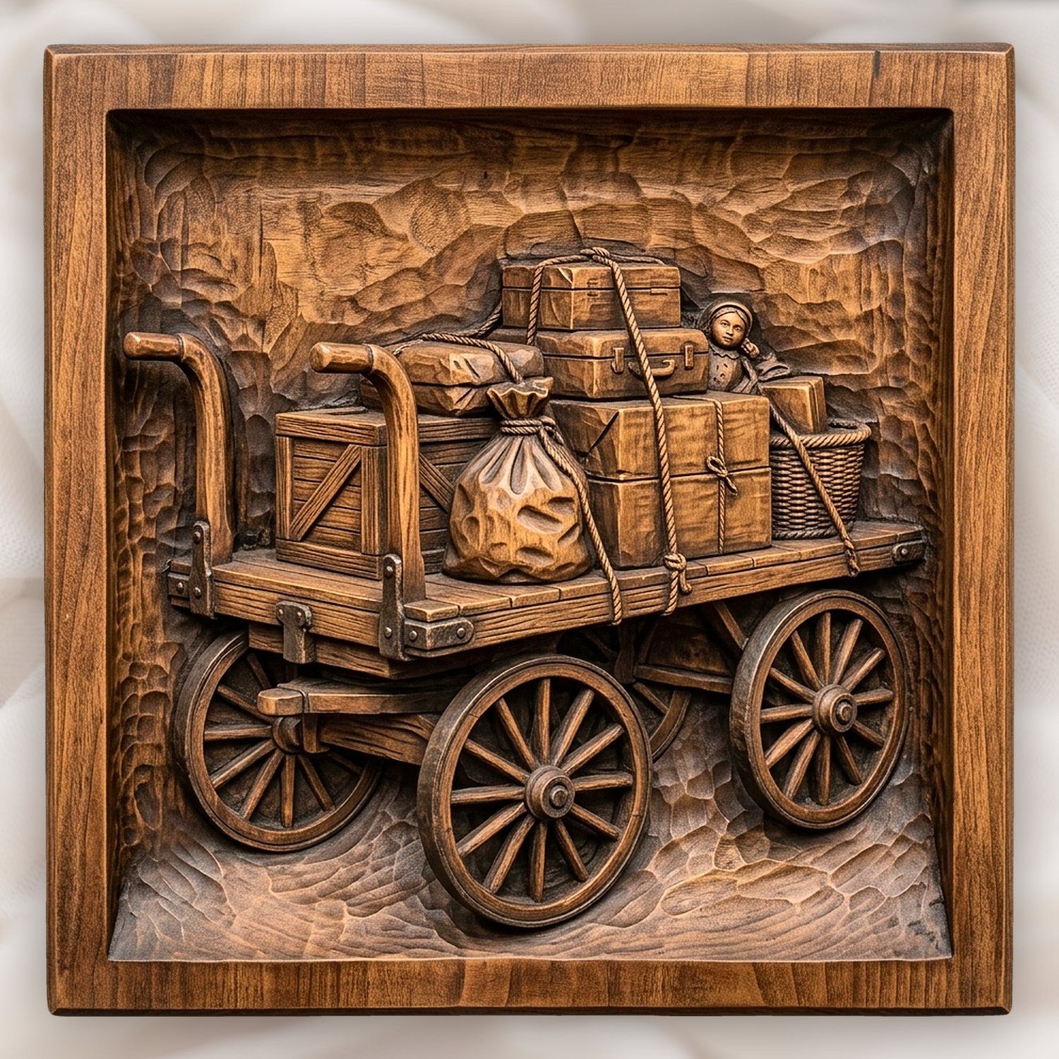 Vintage Railway Baggage Cart CNC Relief STL bas-relief STL design