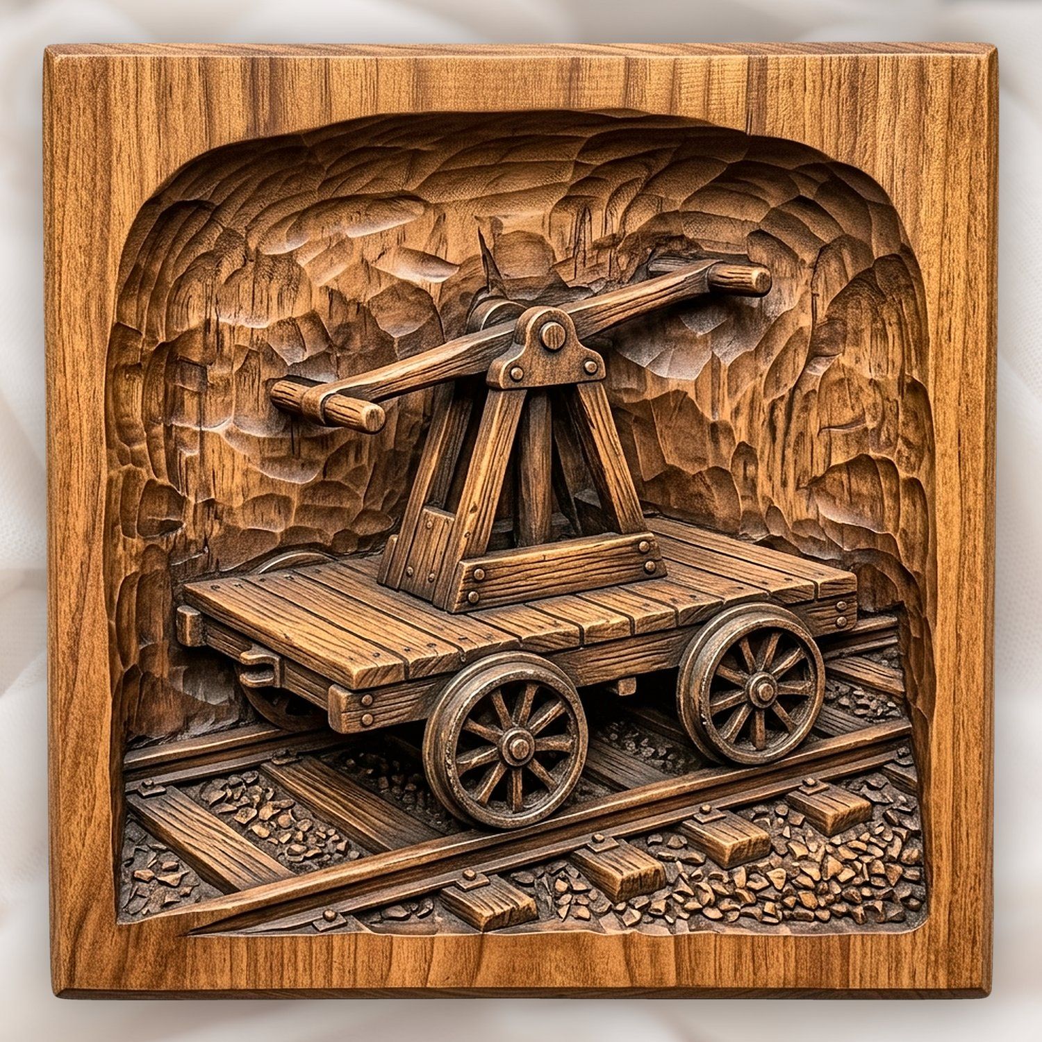 Vintage Railway Handcar CNC Relief STL bas-relief STL design