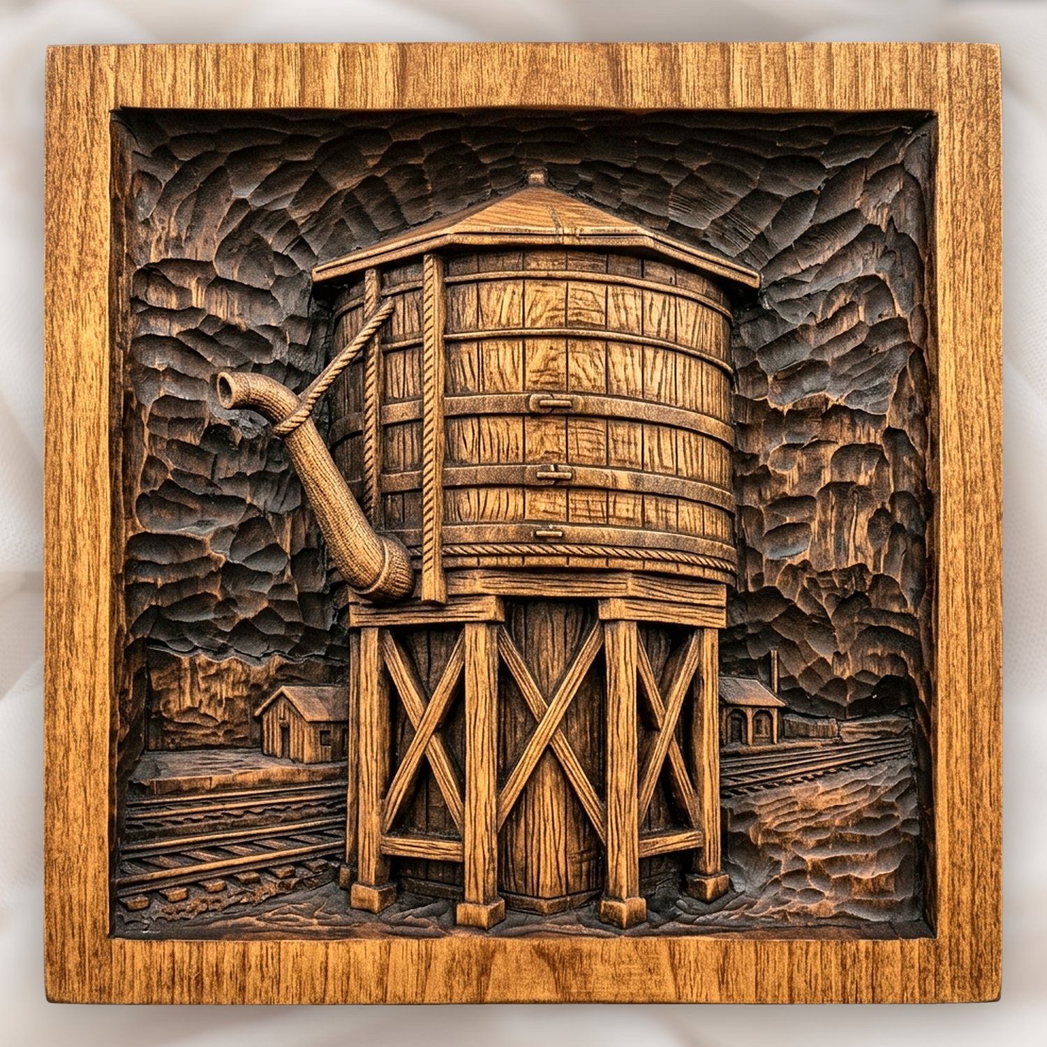 Vintage Railway Water Tower CNC Relief STL bas-relief STL design