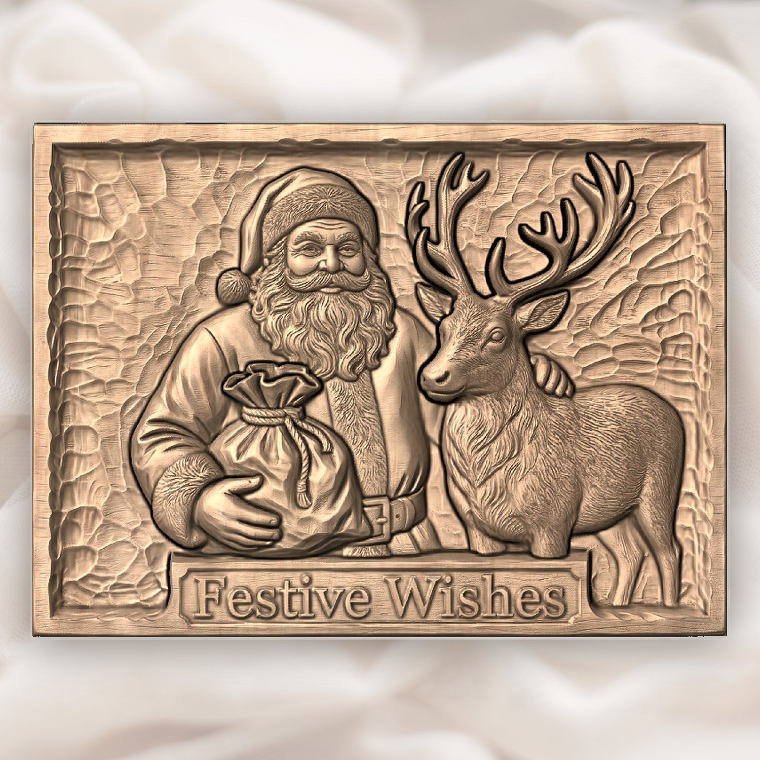 Vintage Santa and Reindeer CNC Relief STL bas-relief STL — view 4