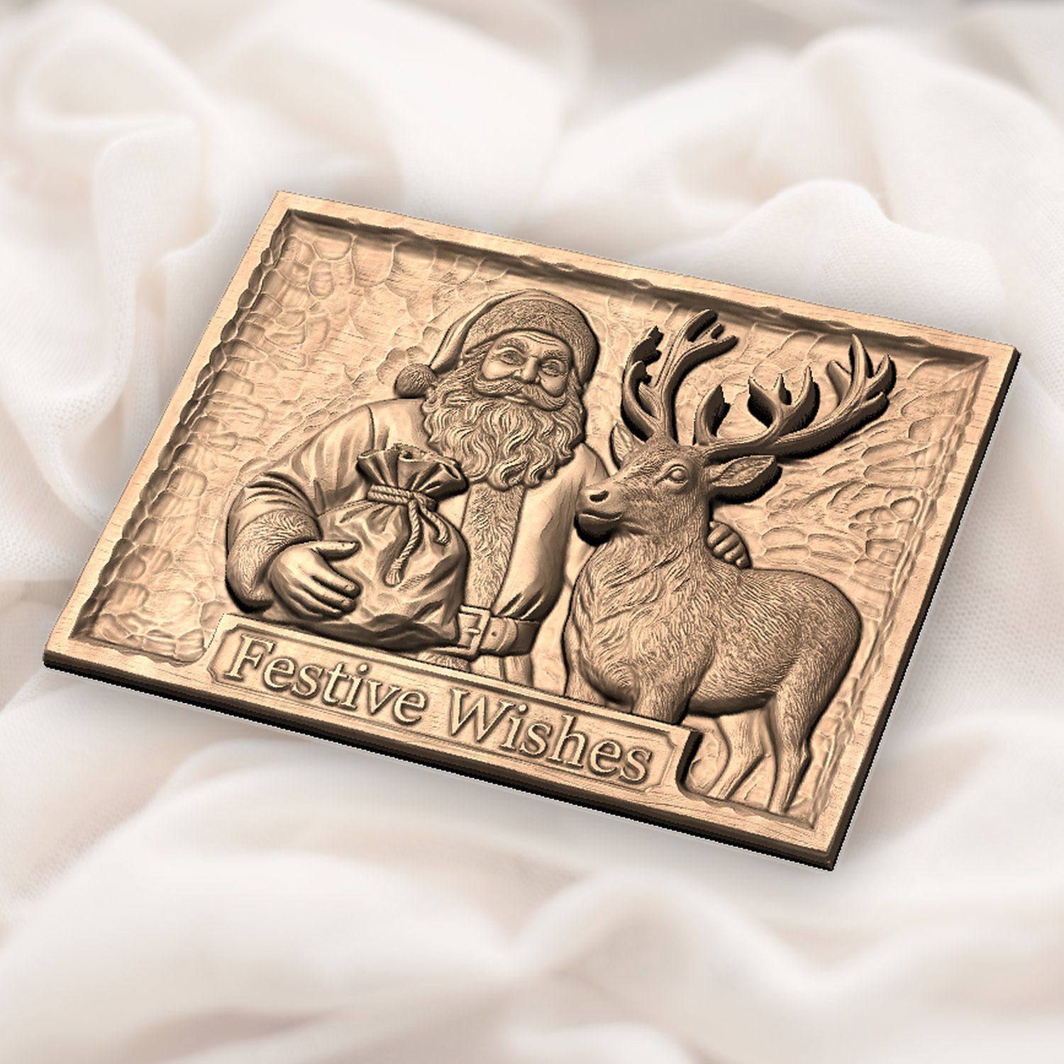 Vintage Santa and Reindeer CNC Relief STL bas-relief STL — view 5
