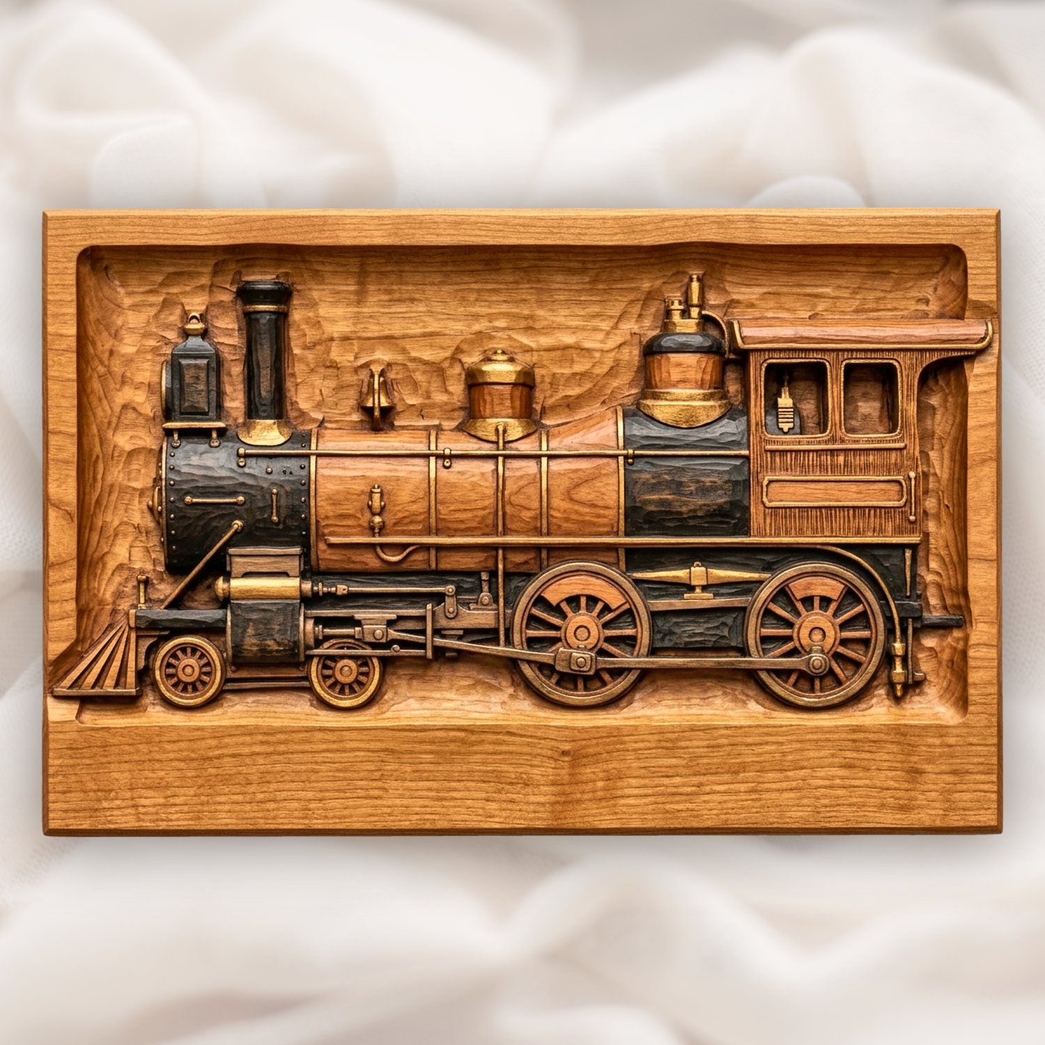 Vintage Steam Locomotive Train CNC Relief STL bas-relief STL design