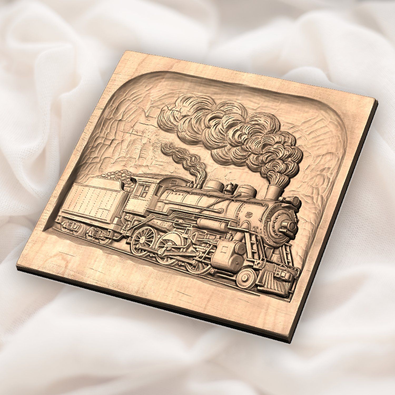 Vintage Steam Locomotive Train CNC Relief STL bas-relief STL — view 6