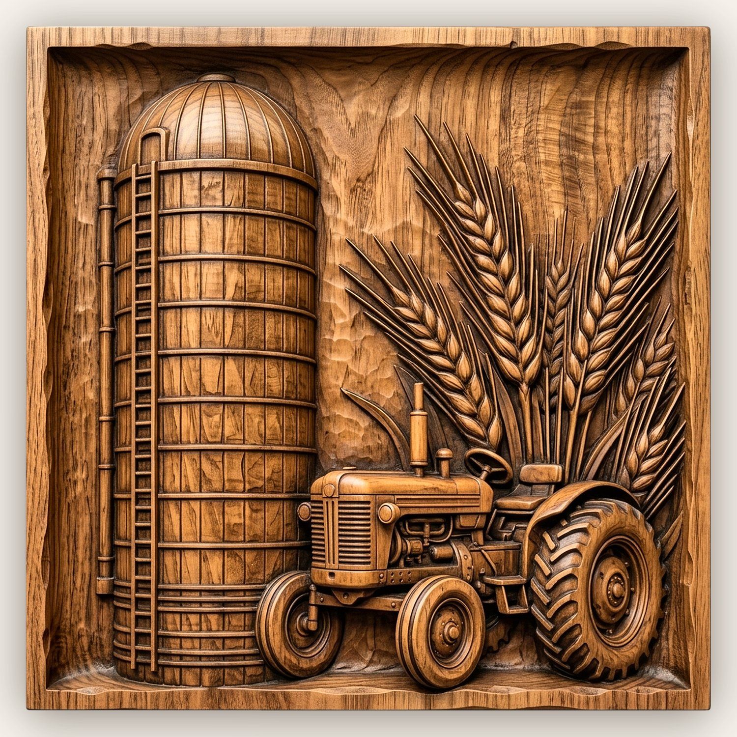 Vintage Tractor Farm Silo CNC Relief STL bas-relief STL design