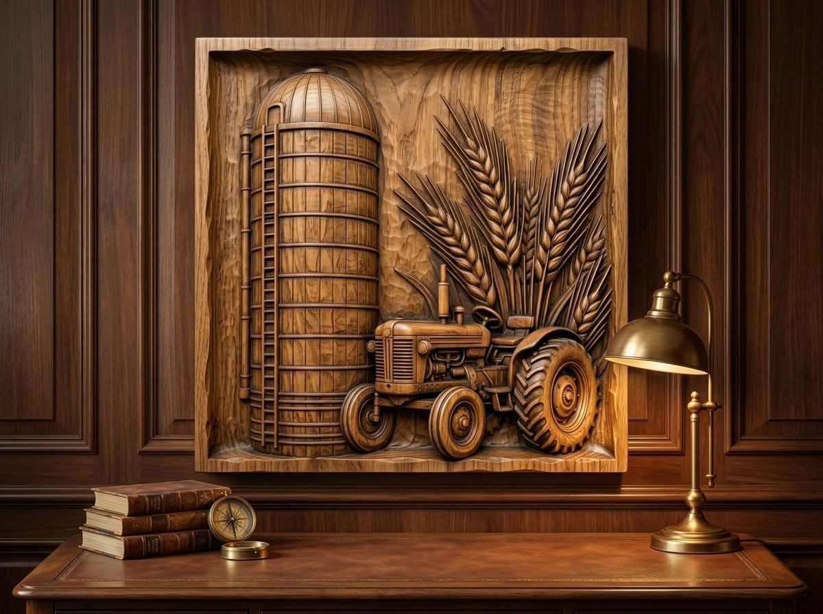 Vintage Tractor Farm Silo CNC Relief STL bas-relief STL — view 12