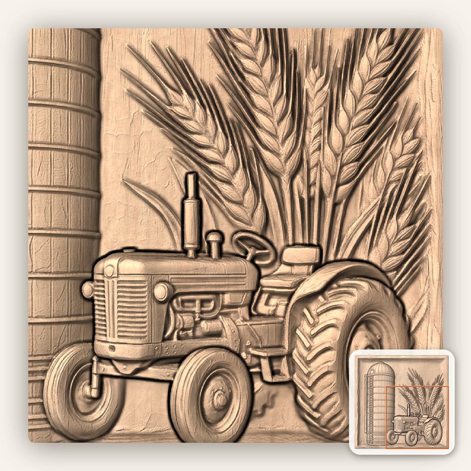 Vintage Tractor Farm Silo CNC Relief STL bas-relief STL — view 7