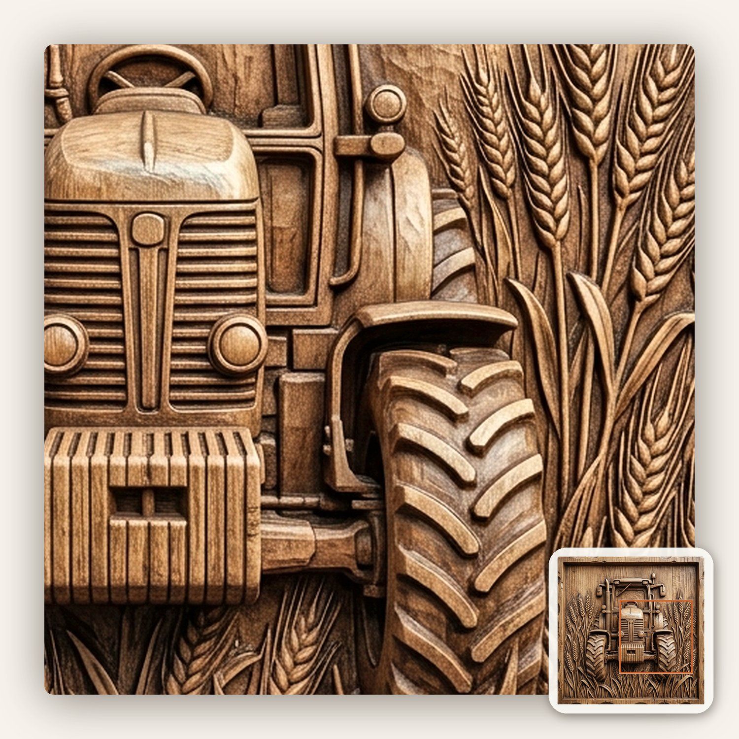 Vintage Tractor Wheat Field CNC Relief STL bas-relief STL — view 10