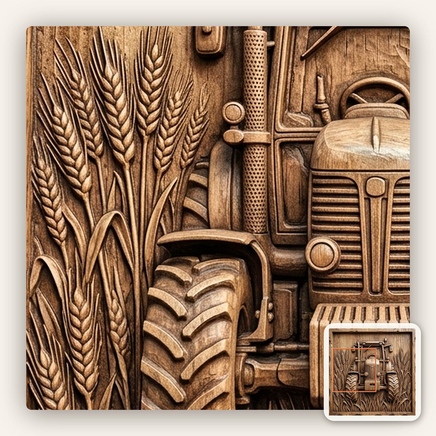 Vintage Tractor Wheat Field CNC Relief STL bas-relief STL — view 11