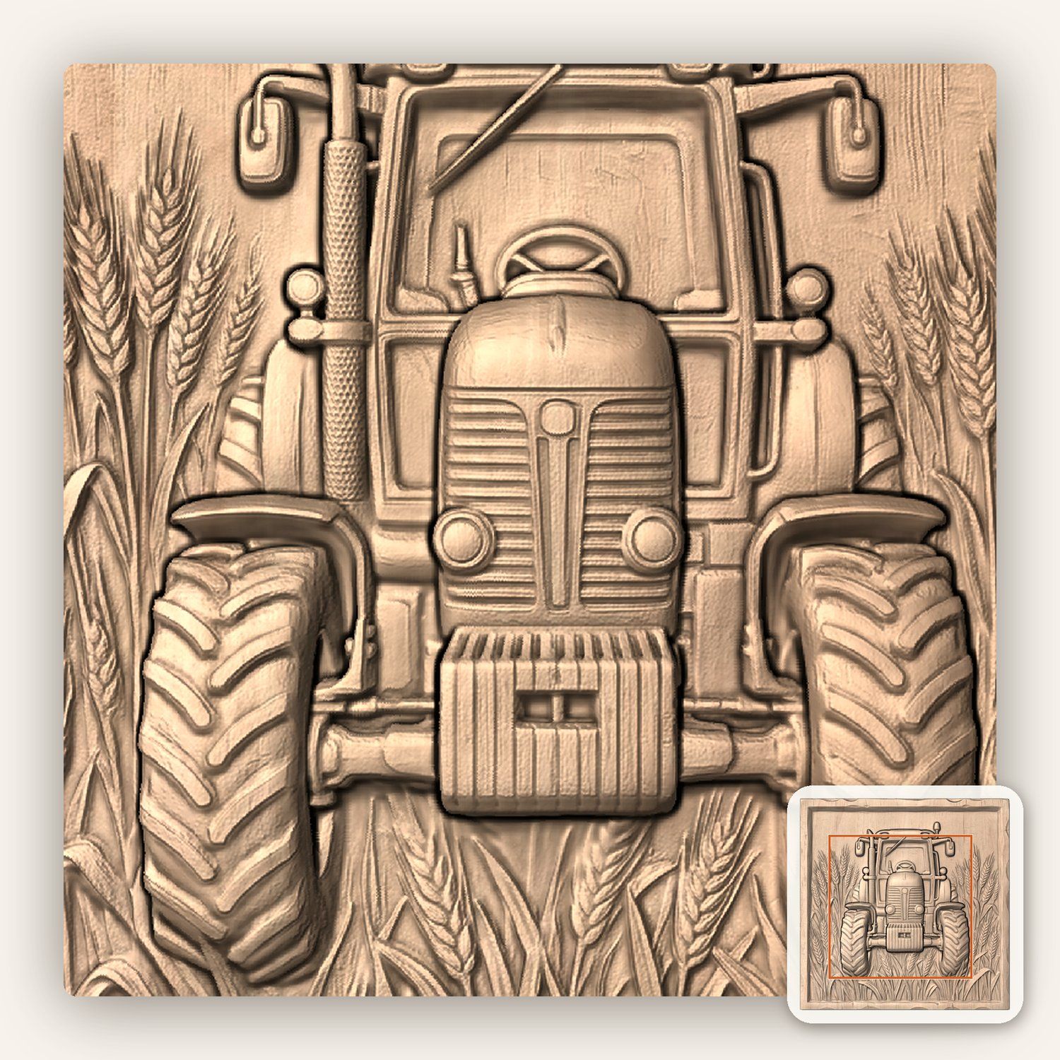 Vintage Tractor Wheat Field CNC Relief STL bas-relief STL — view 6