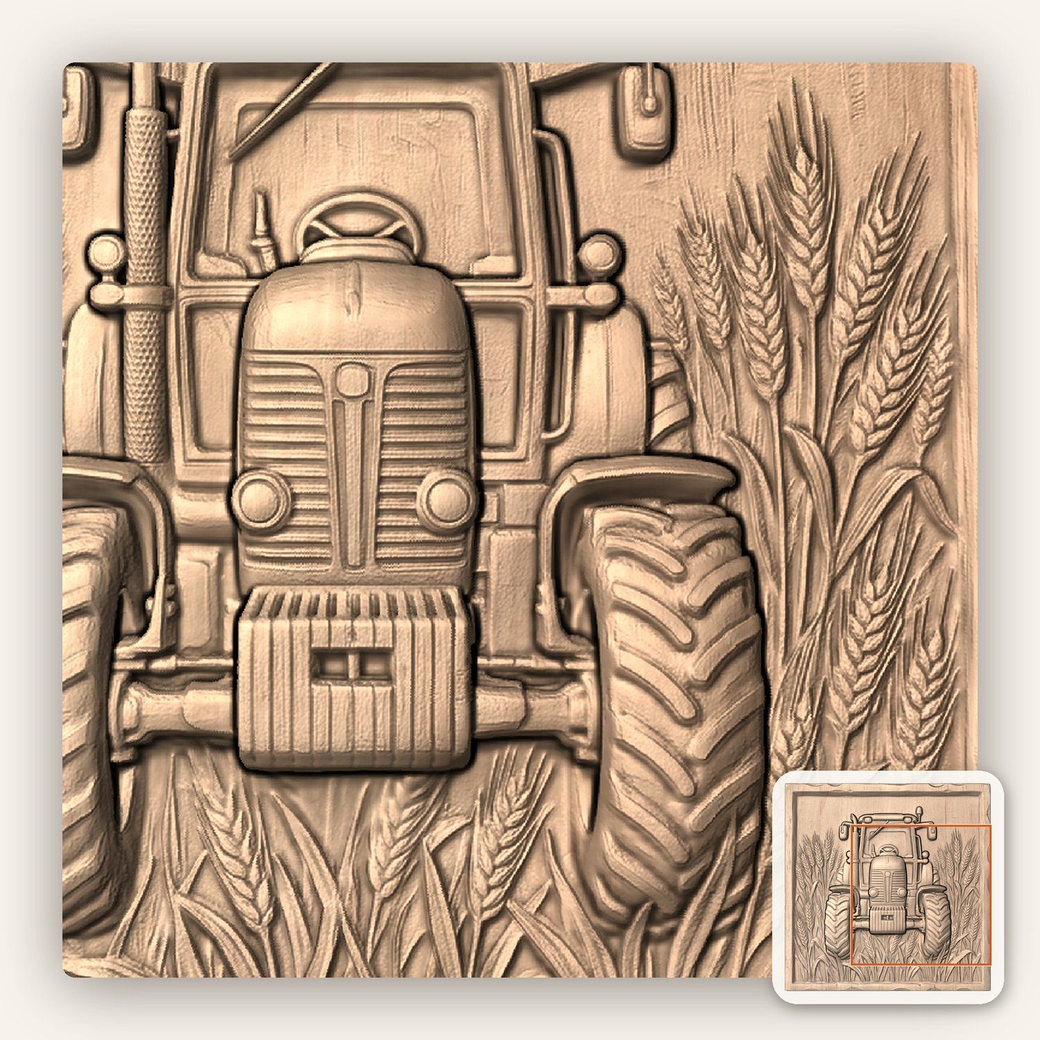Vintage Tractor Wheat Field CNC Relief STL bas-relief STL — view 7