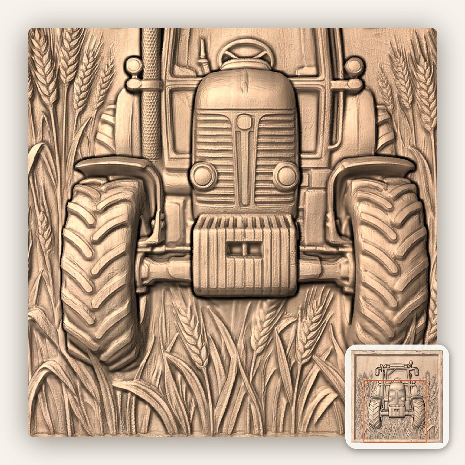 Vintage Tractor Wheat Field CNC Relief STL bas-relief STL — view 9
