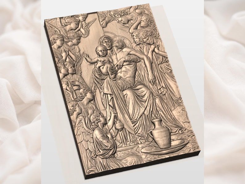 Pietà with Angels Bas-Relief: Mary, Christ and the Holy Child STL bas-relief STL — view 3