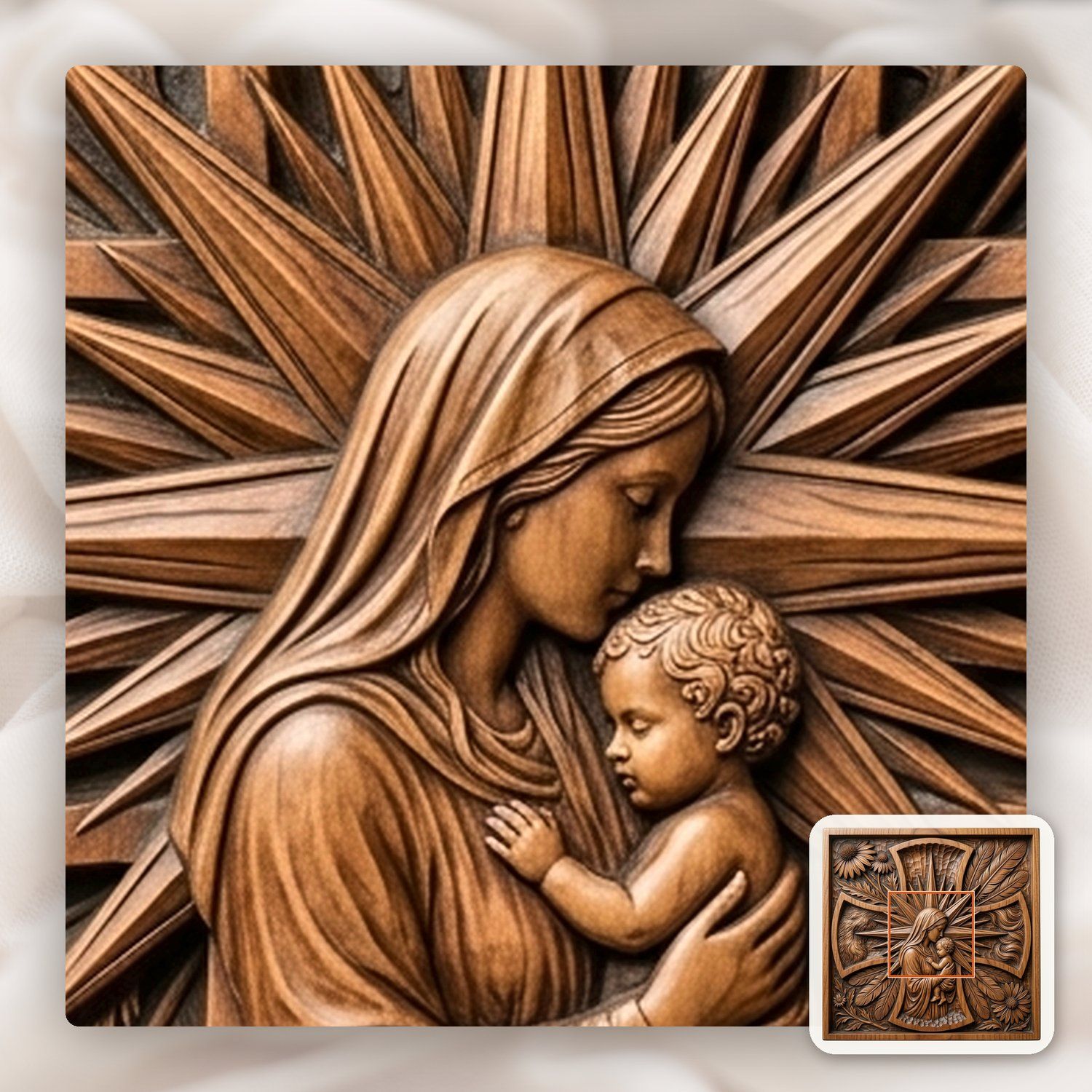 Virgin Mary Madonna and Child Jesus CNC Relief STL bas-relief STL — view 11