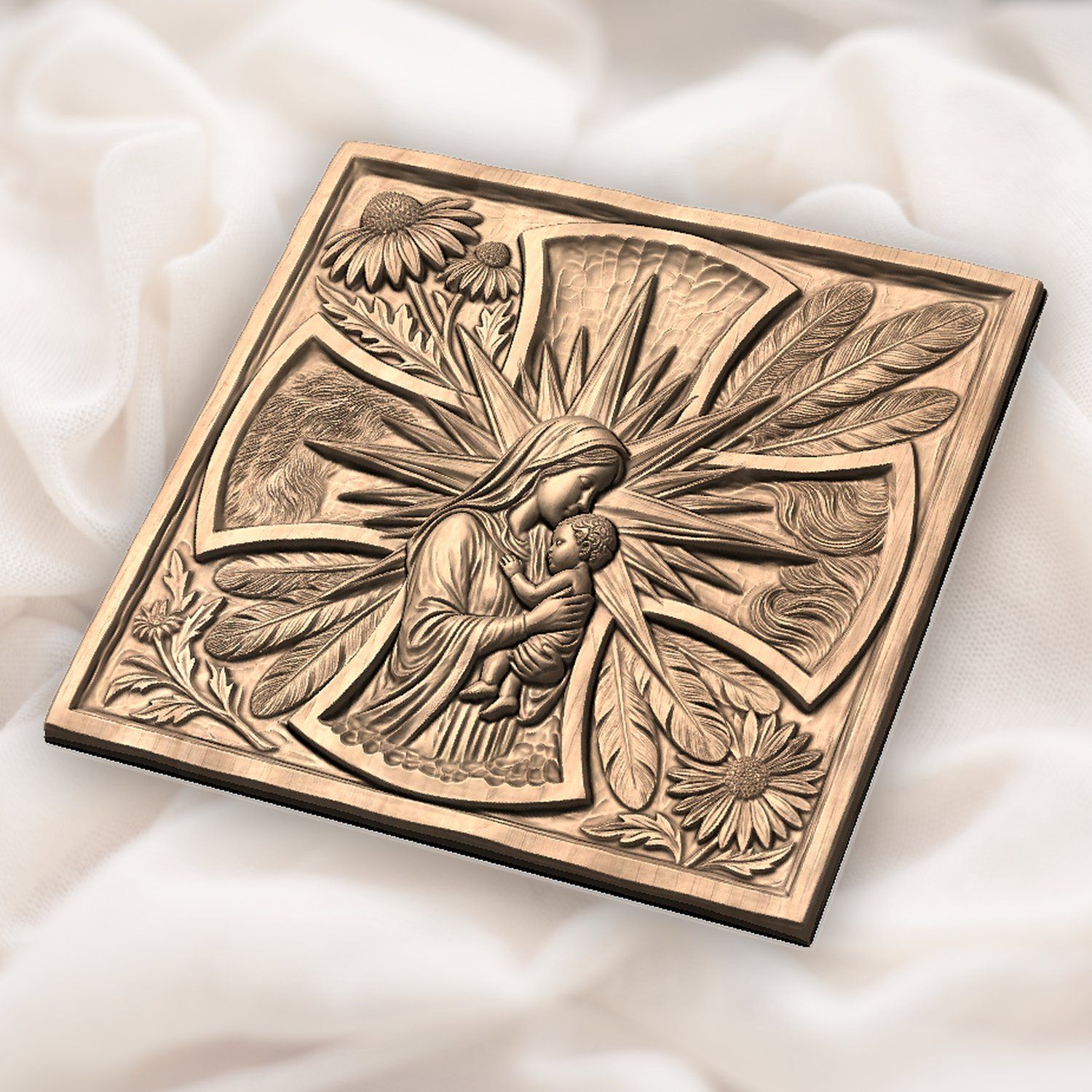 Virgin Mary Madonna and Child Jesus CNC Relief STL bas-relief STL — view 5