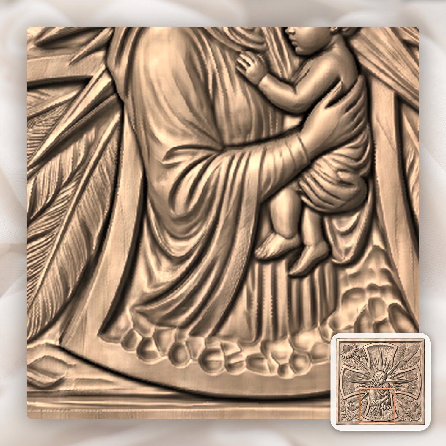 Virgin Mary Madonna and Child Jesus CNC Relief STL bas-relief STL — view 8