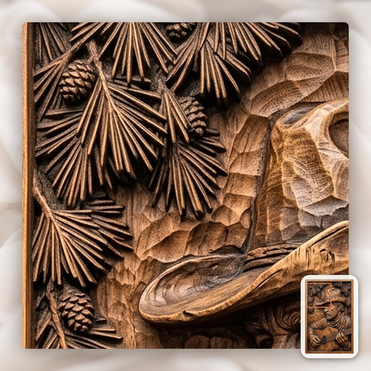 Weathered Cowboy Playing Guitar CNC Relief STL bas-relief STL — view 12