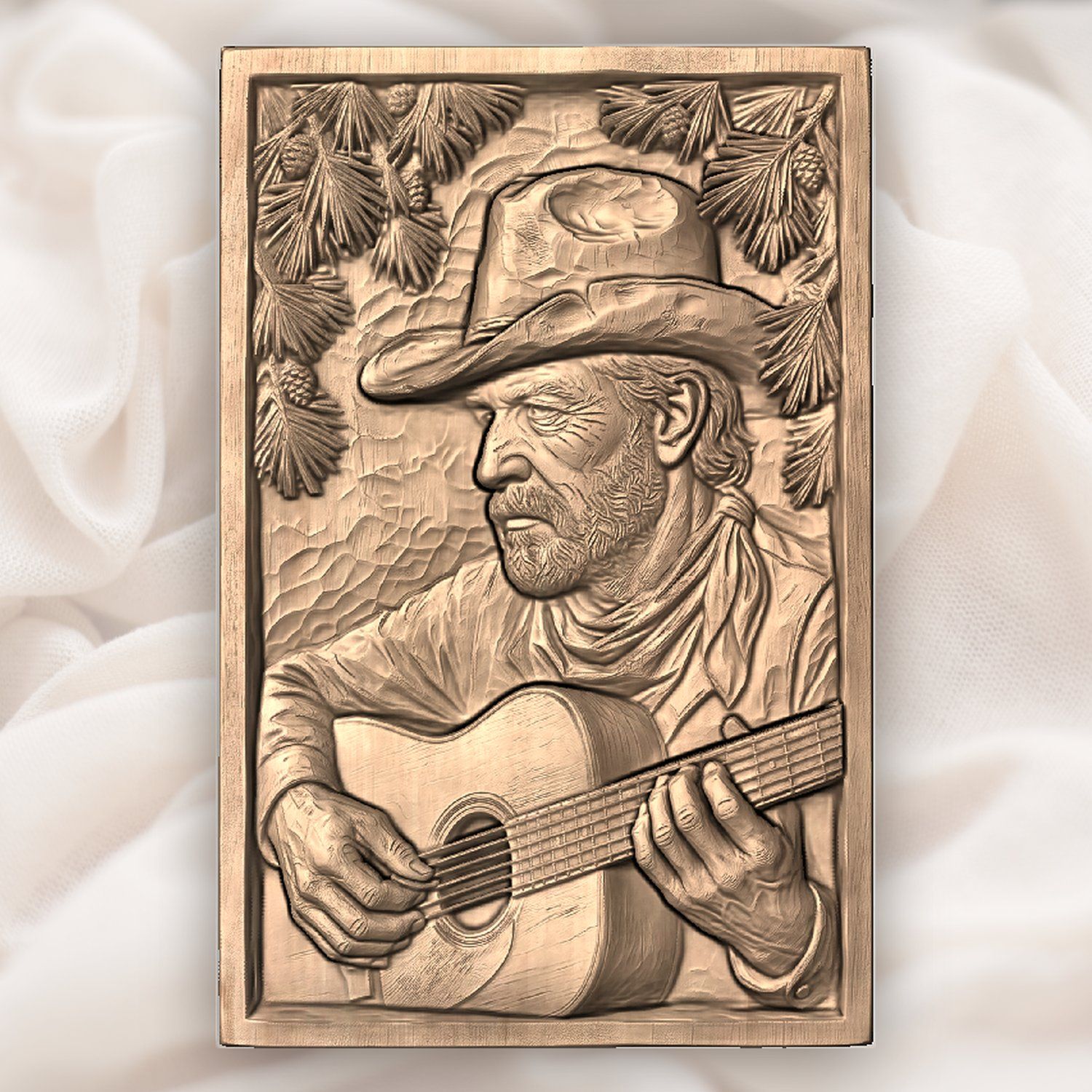 Weathered Cowboy Playing Guitar CNC Relief STL bas-relief STL — view 5