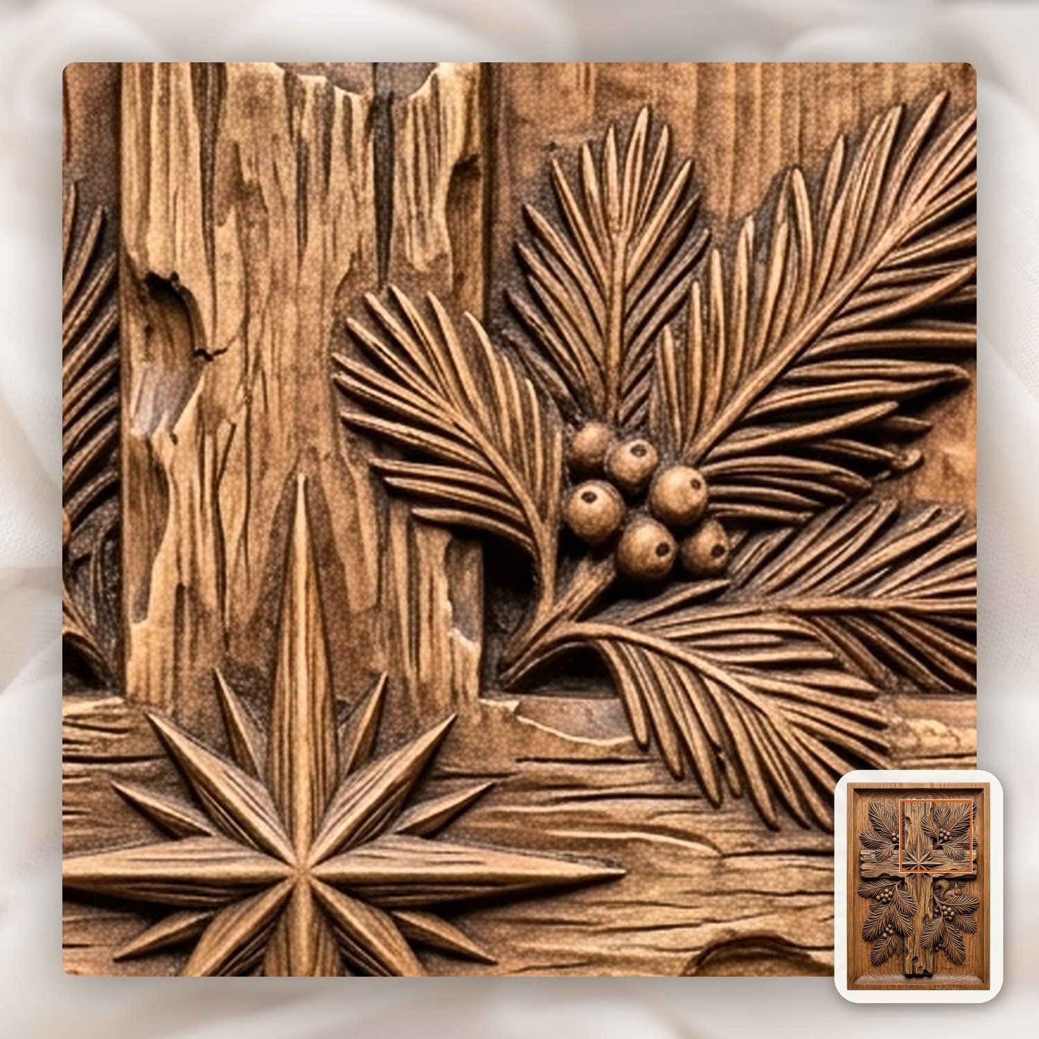 Weathered Cross Nativity Star CNC Relief STL bas-relief STL — view 11