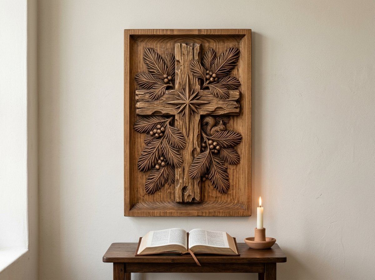 Weathered Cross Nativity Star CNC Relief STL bas-relief STL — view 12