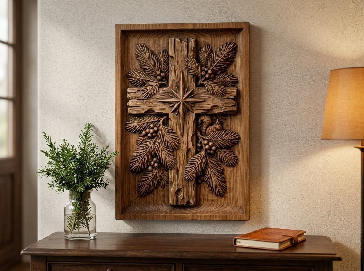 Weathered Cross Nativity Star CNC Relief STL bas-relief STL — view 13