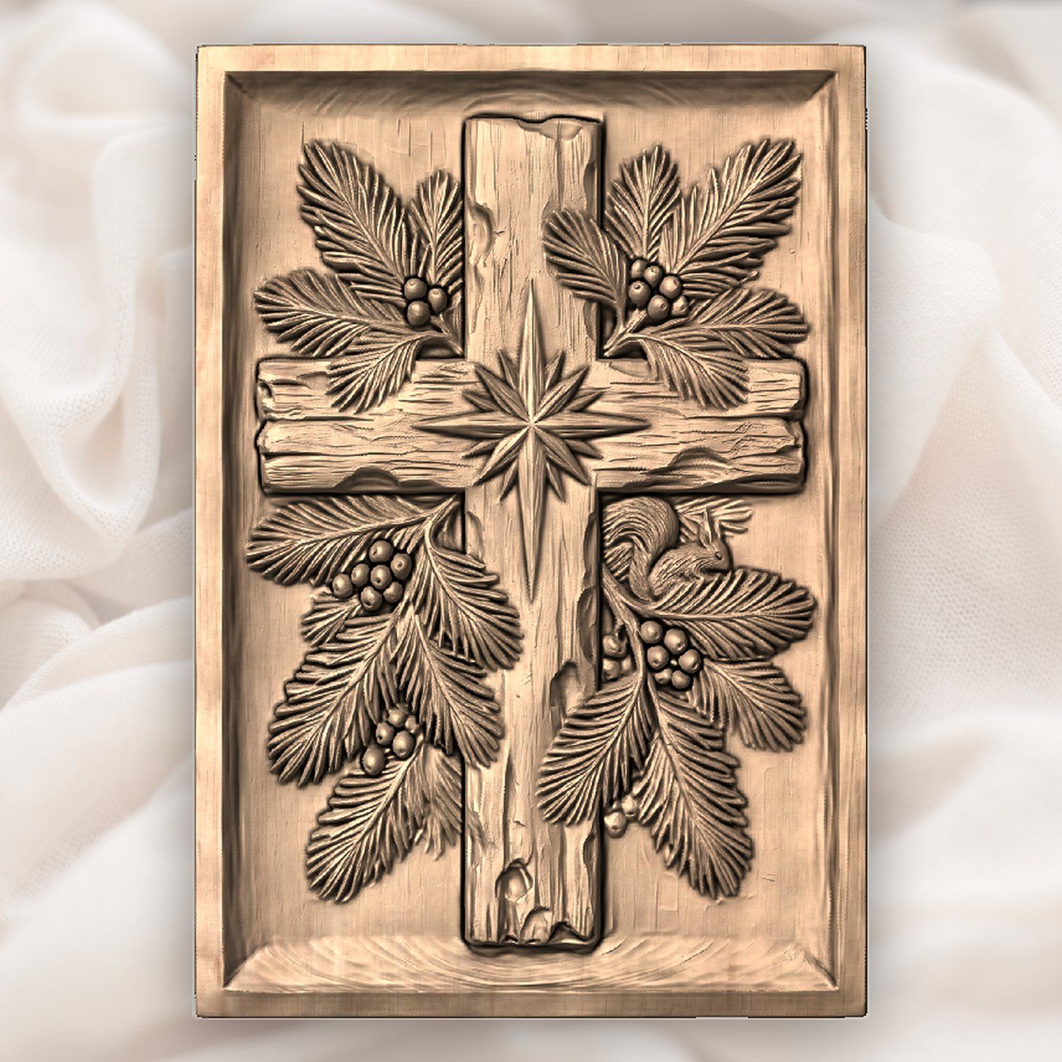 Weathered Cross Nativity Star CNC Relief STL bas-relief STL — view 4