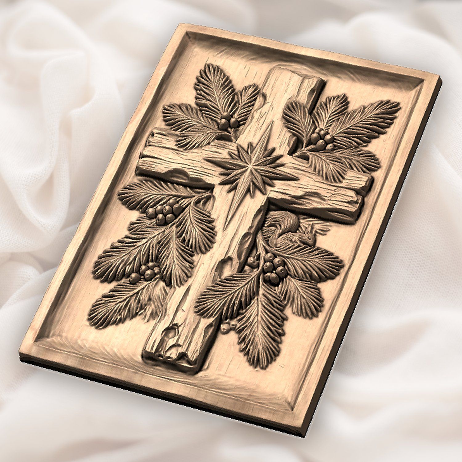 Weathered Cross Nativity Star CNC Relief STL bas-relief STL — view 5